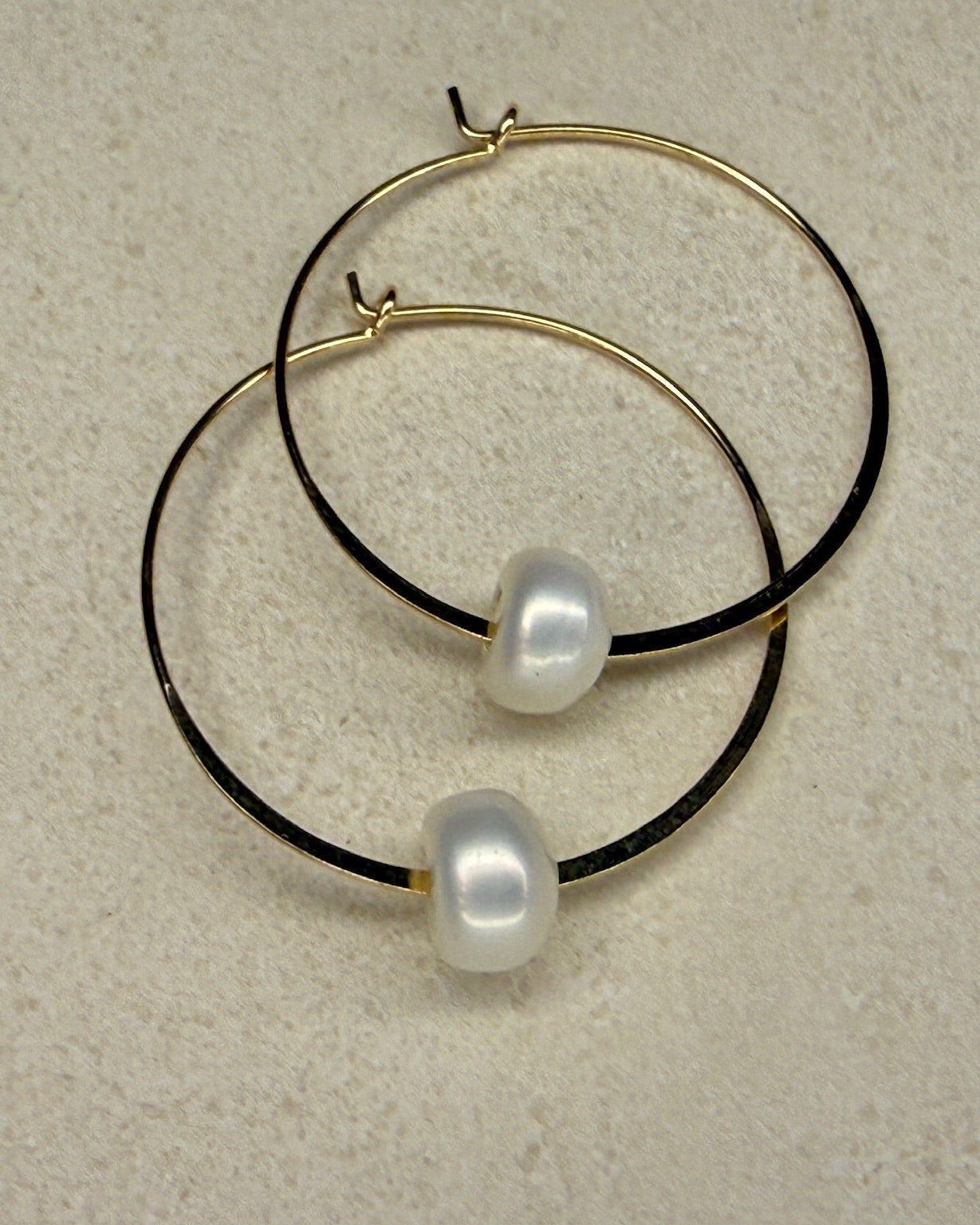 Pearl Hoop Earrings Large