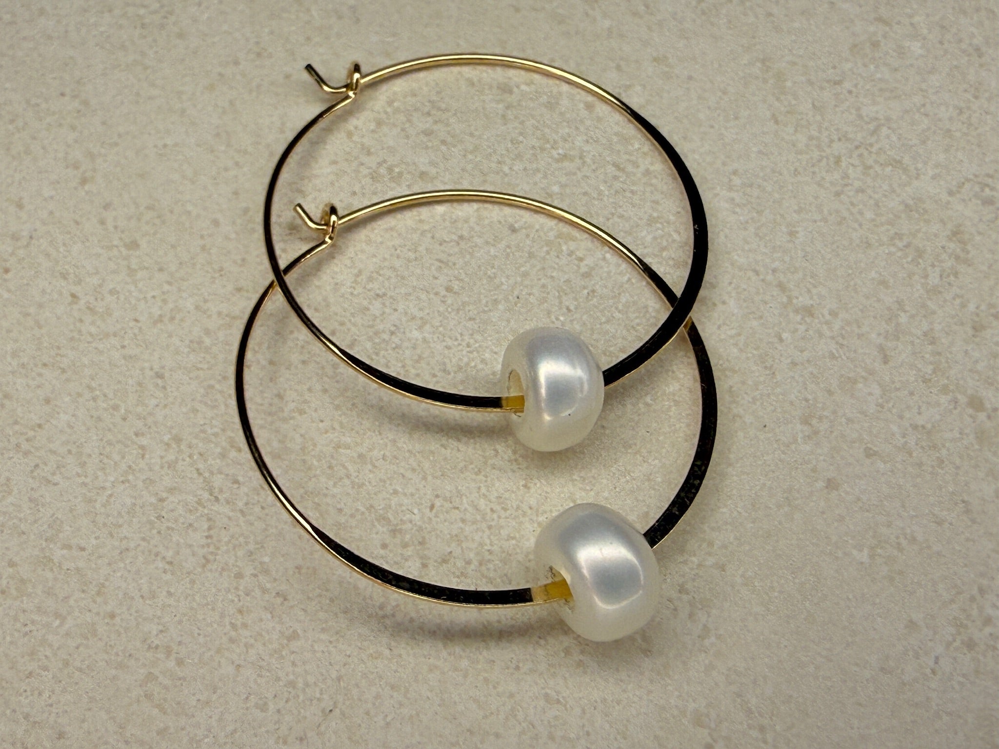 Pearl Hoop Earrings Large
