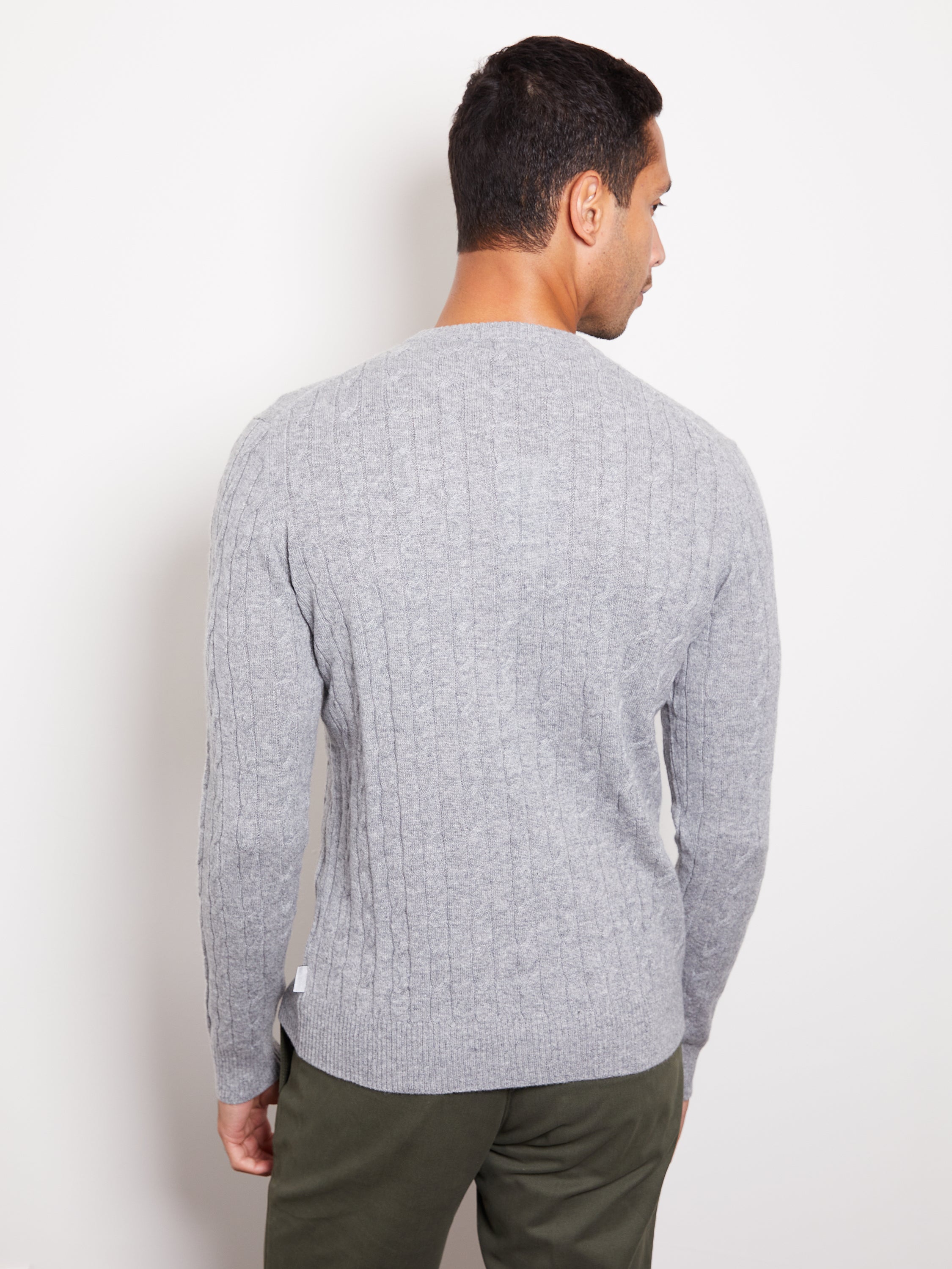 Hank Cashmere Madison Cable Knit Sweater in Medium Grey