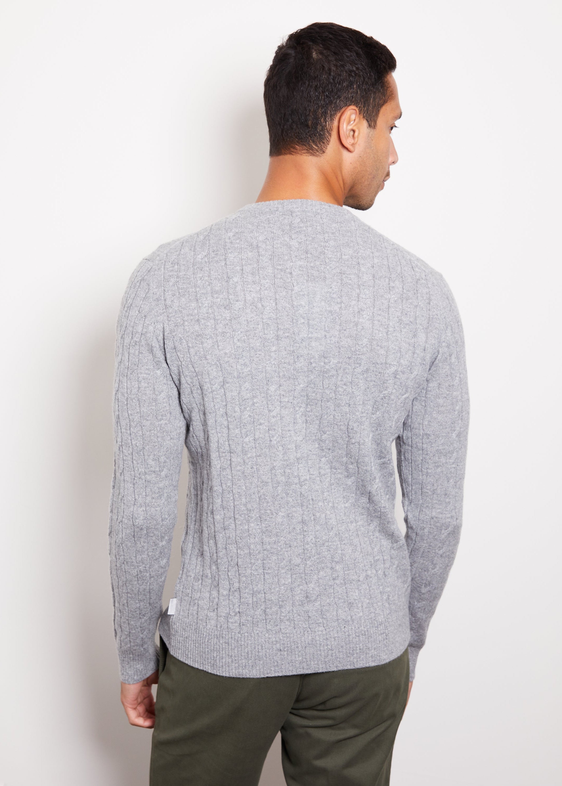 Hank Cashmere Madison Cable Knit Sweater in Medium Grey