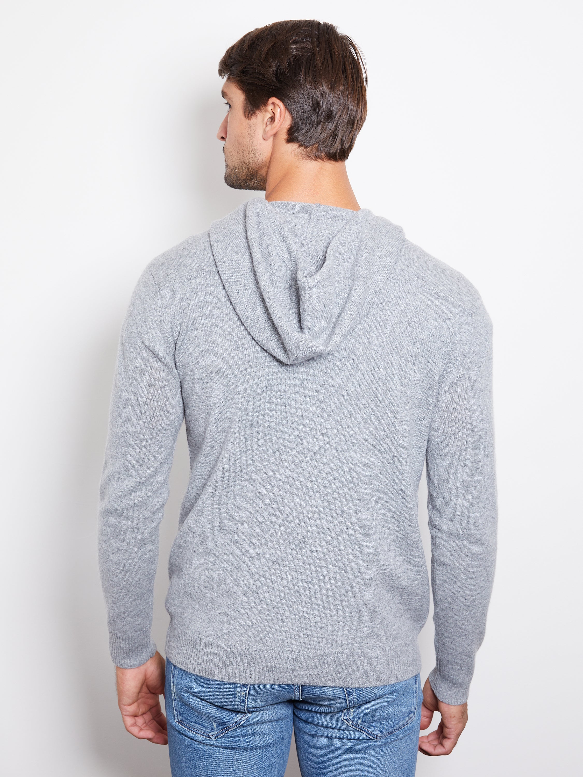 Hank Cashmere Latham Zip Up in Medium Grey