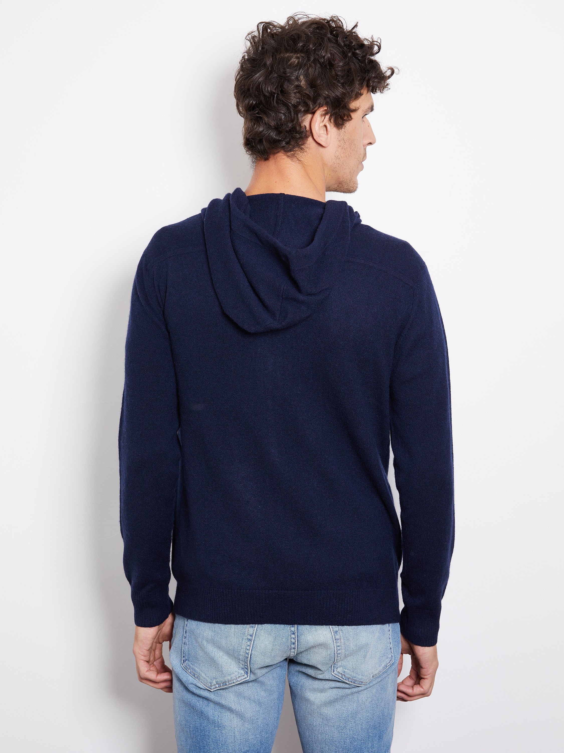 Hank Cashmere Latham Zip Up in Midnight Navy