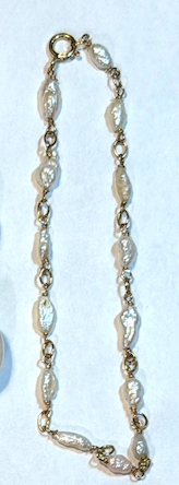 Rice Pearl Heart Link Bracelet