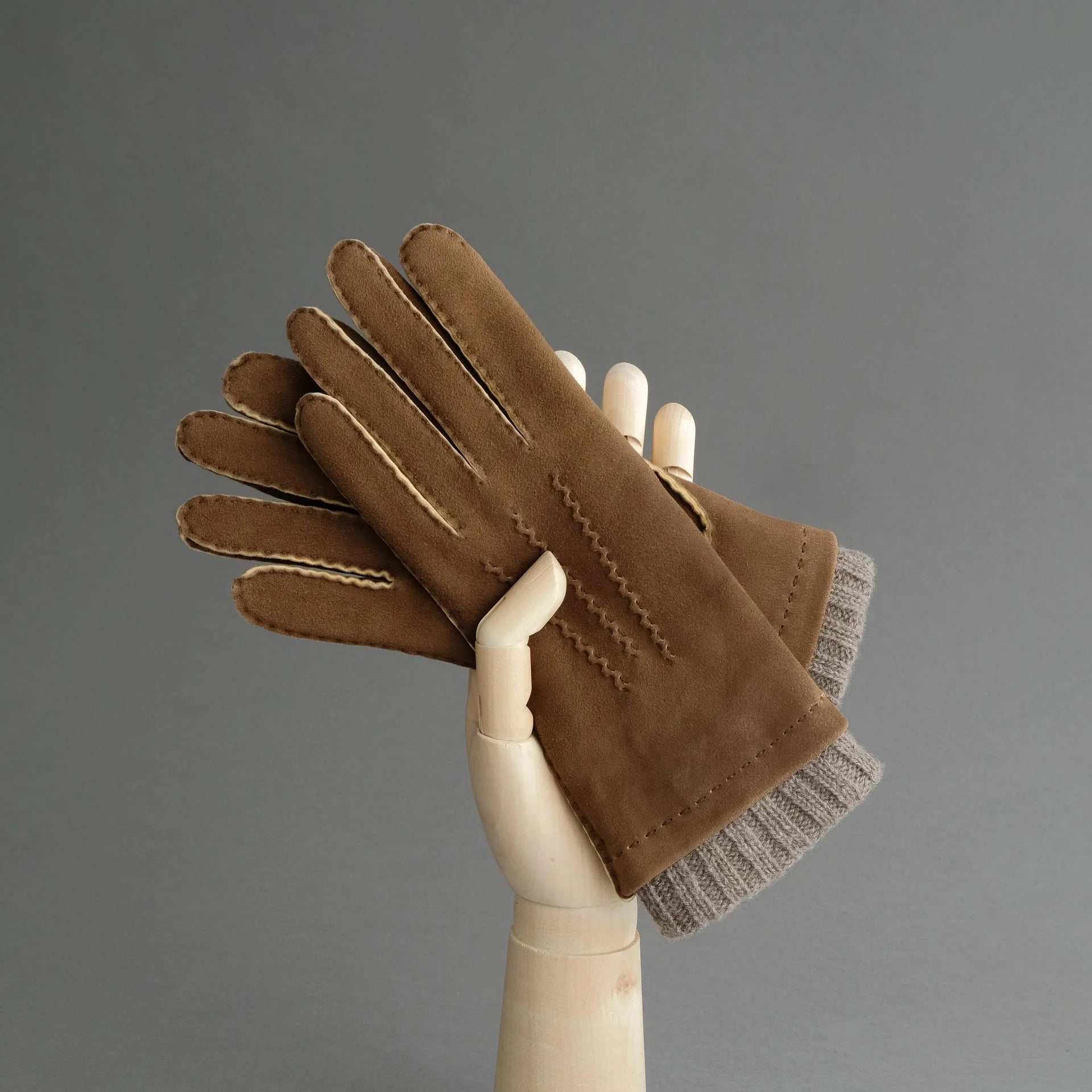 Women's Cashmere Lined Doeskin Gloves, Brown