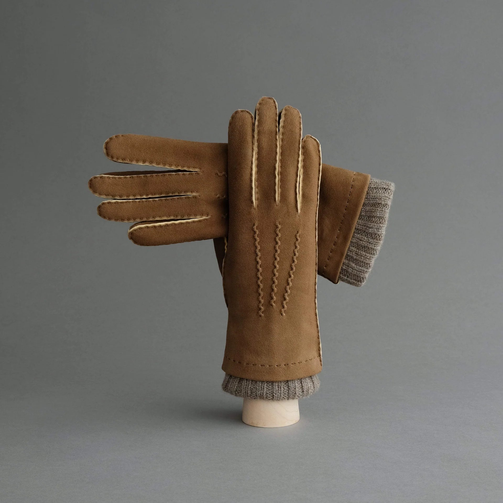handschuhe handmade Ladies Gloves from Brown soft Doeskin Lined Cashmere