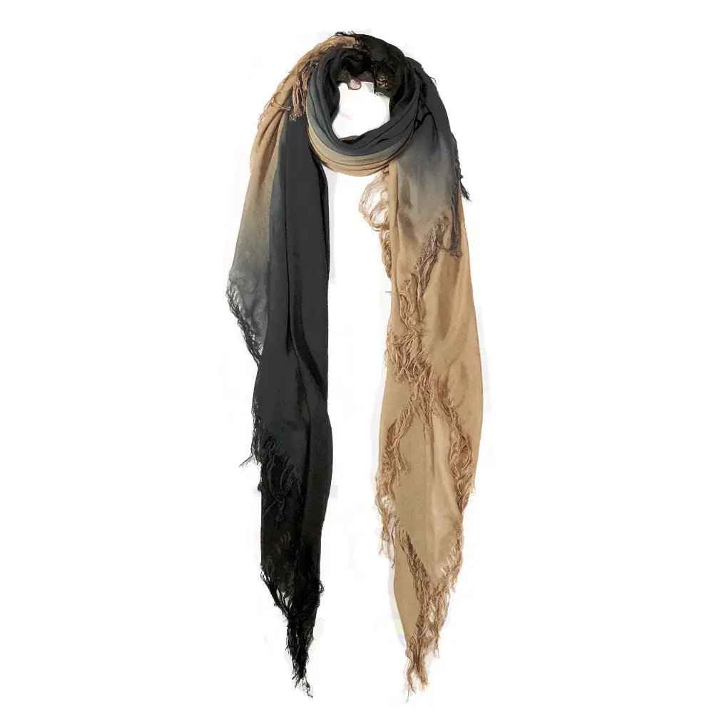 Hank Gauze Cashmere Butter Scarf, Black/Oatmeal