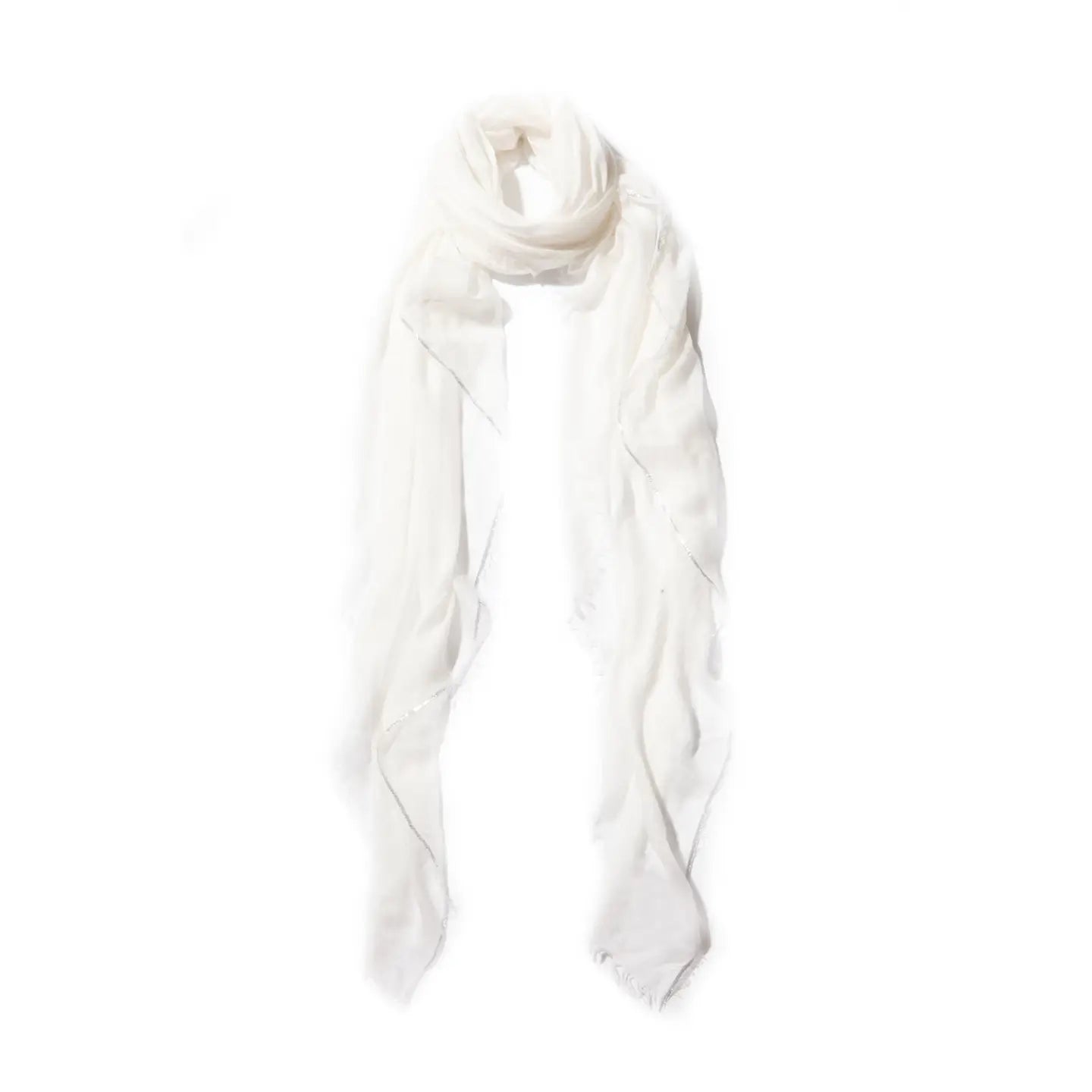 Hank Gauze Cashmere Butter Scarf, Metallic Ivory