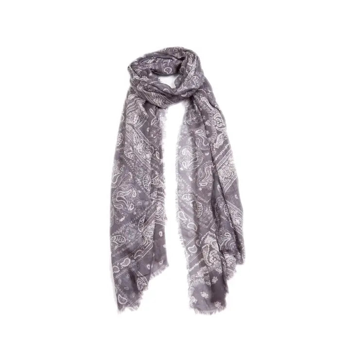 Hank Cashmere Vintage Paisley Scarf, Slate