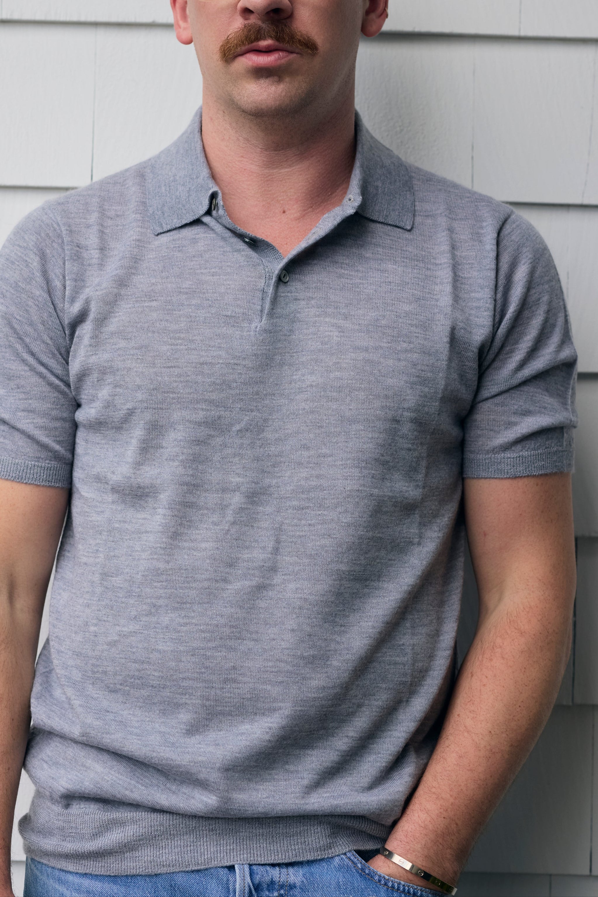 Hank Fine Cashmere Hampton Polo in Medium Grey