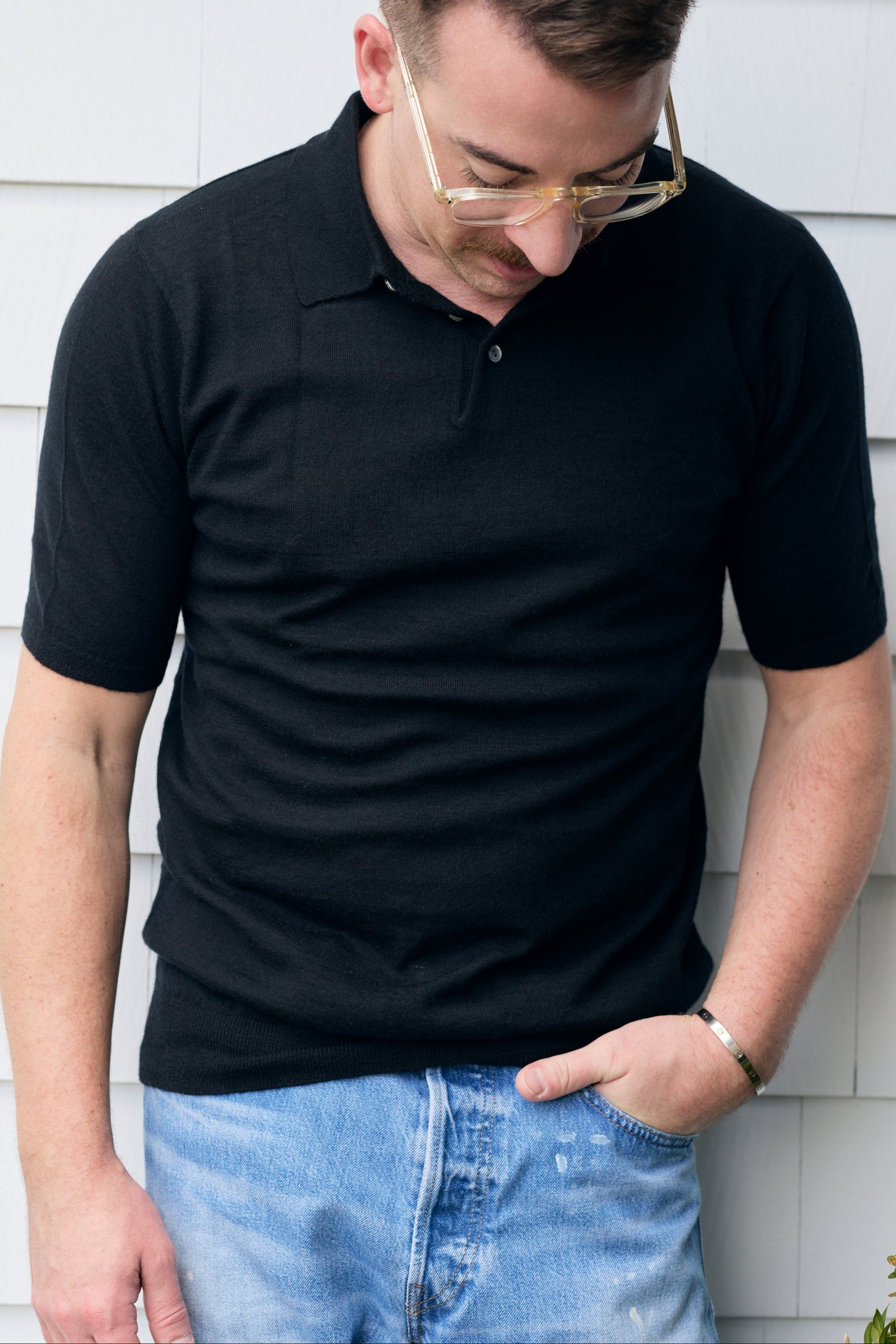 Hank Fine Cashmere Hampton Polo in Black