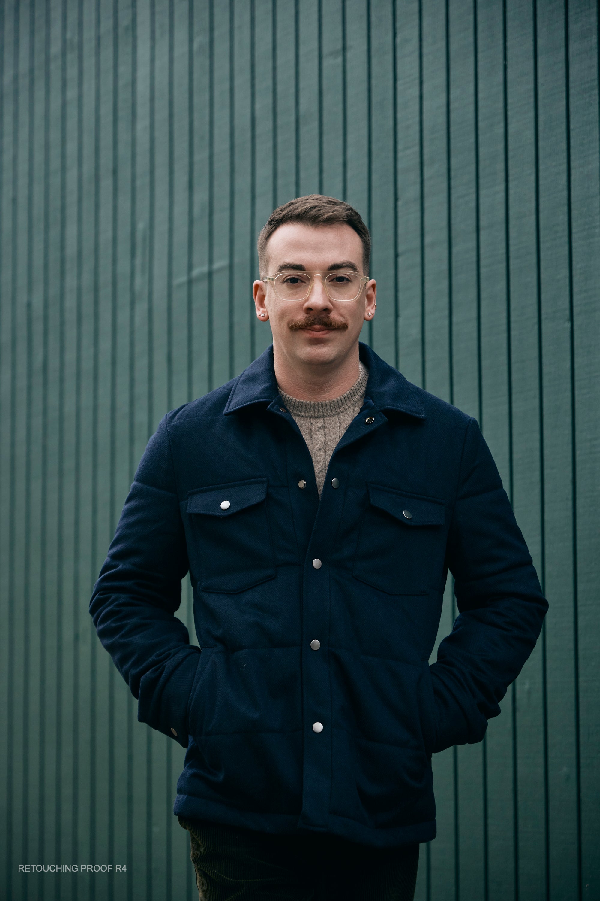 Hank Cashmere Quilted Barn Jacket in Navy