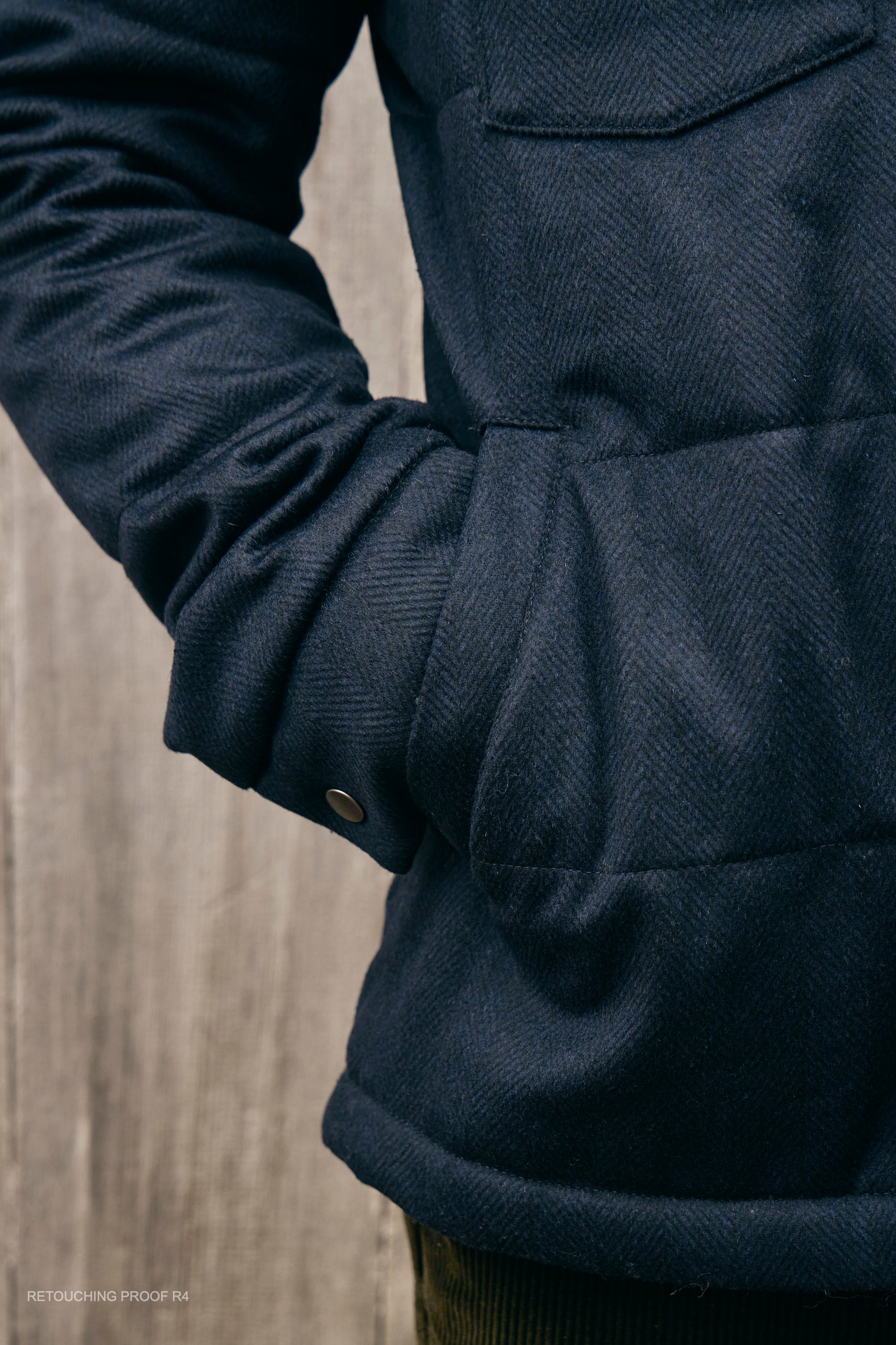 Hank Cashmere Quilted Barn Jacket in Navy