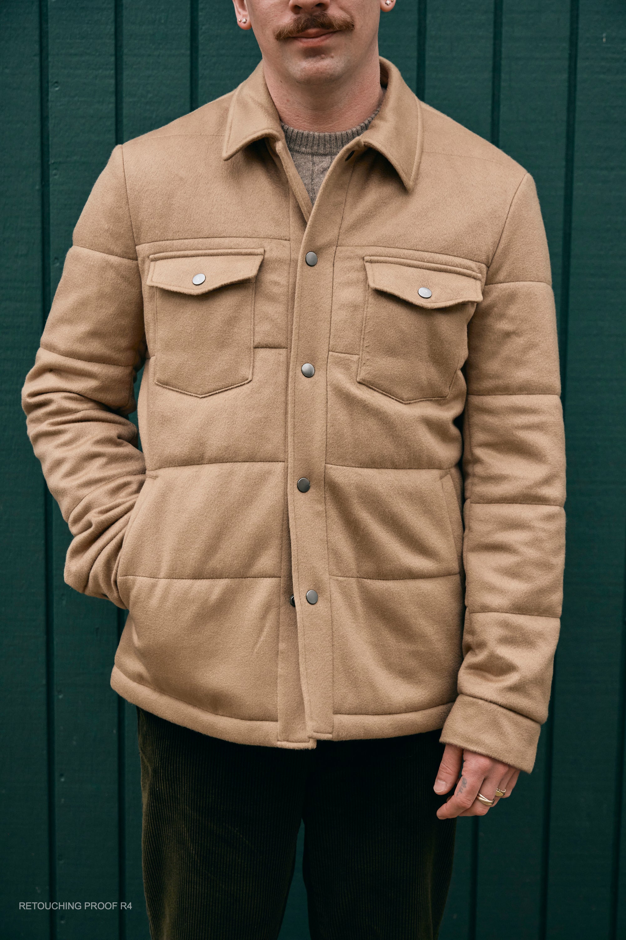 Hank Cashmere Thayer Quilted Jacket in Camel