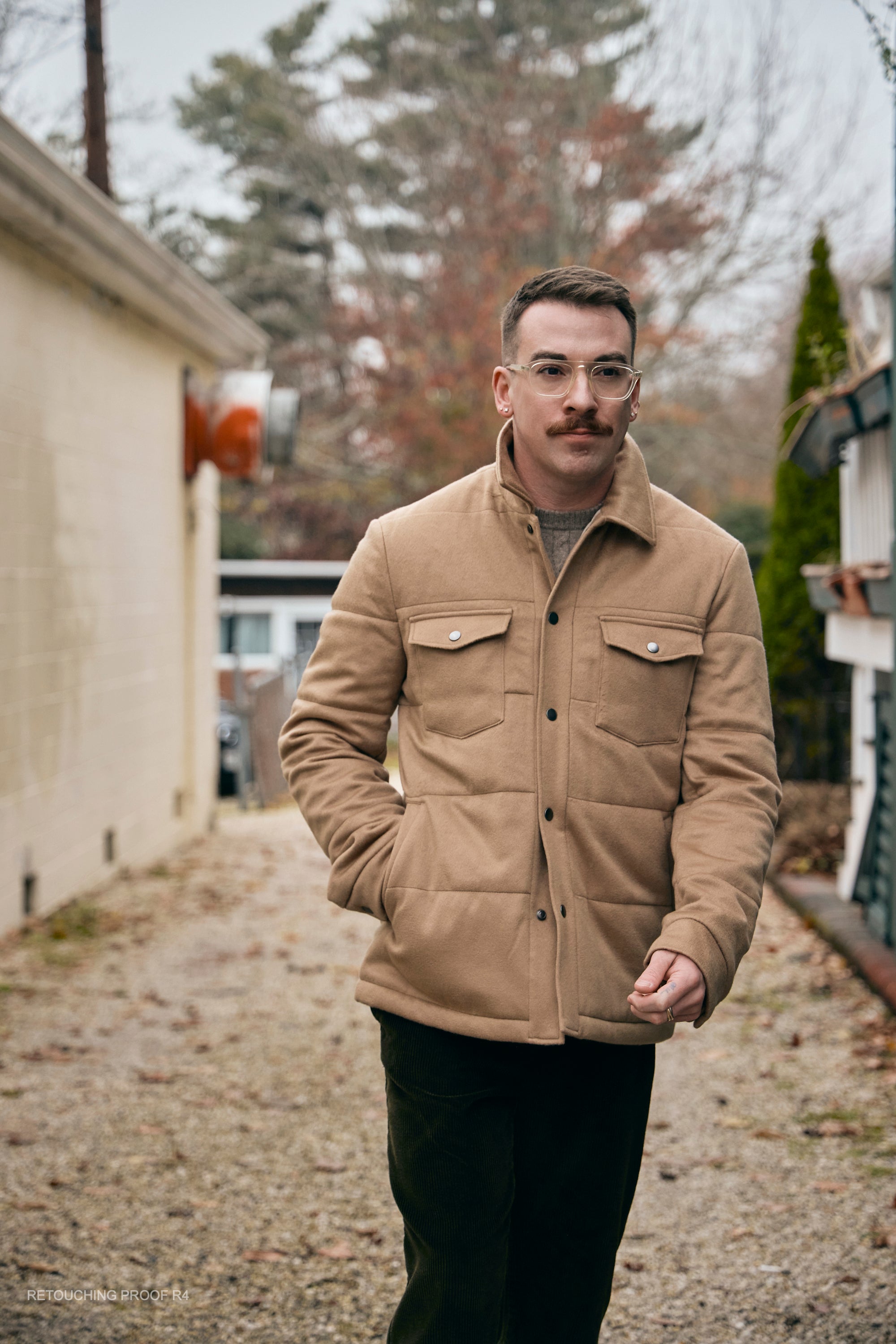 Hank Cashmere Thayer Quilted Barn Jacket in Camel