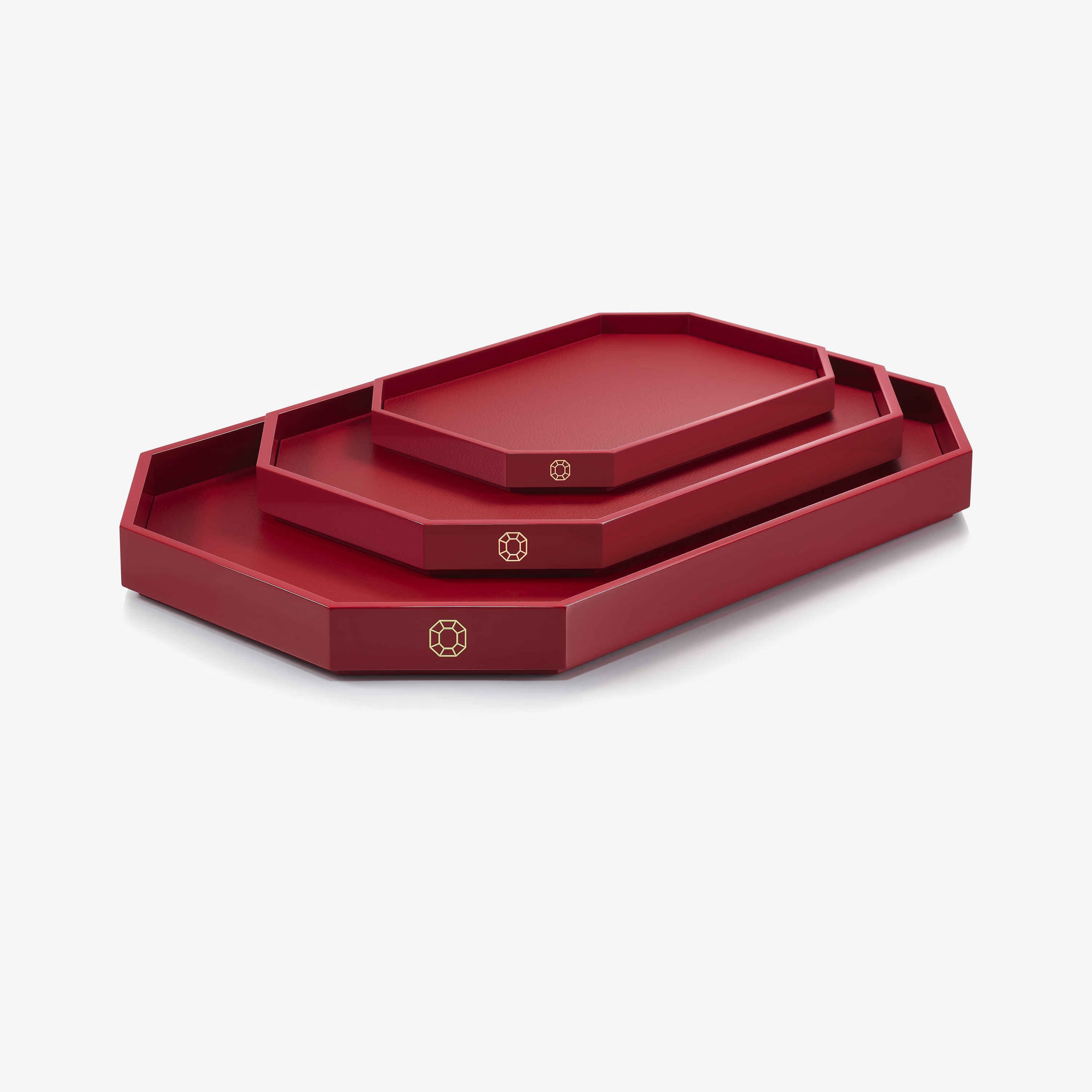 Octogone Red Tray, Medium