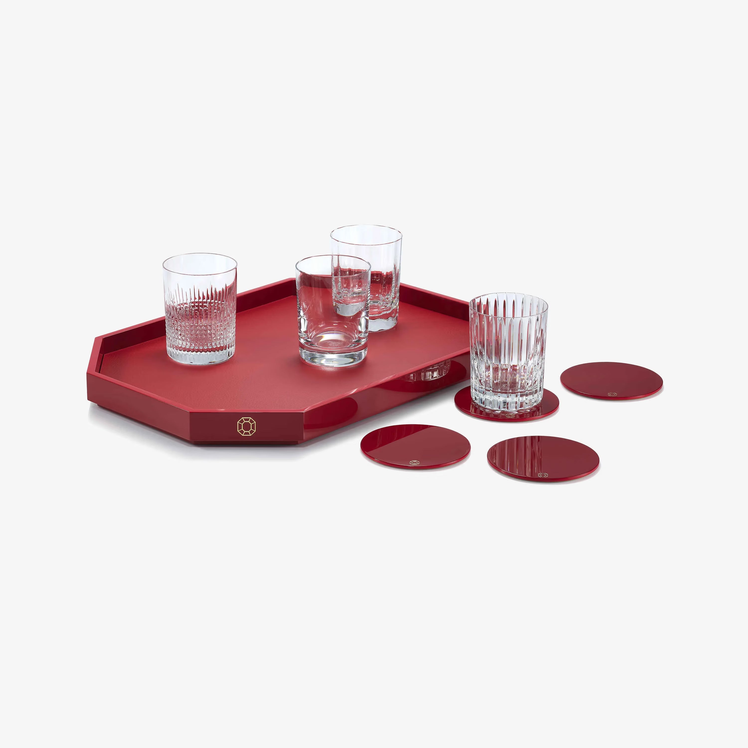 Octogone Red Tray, Large