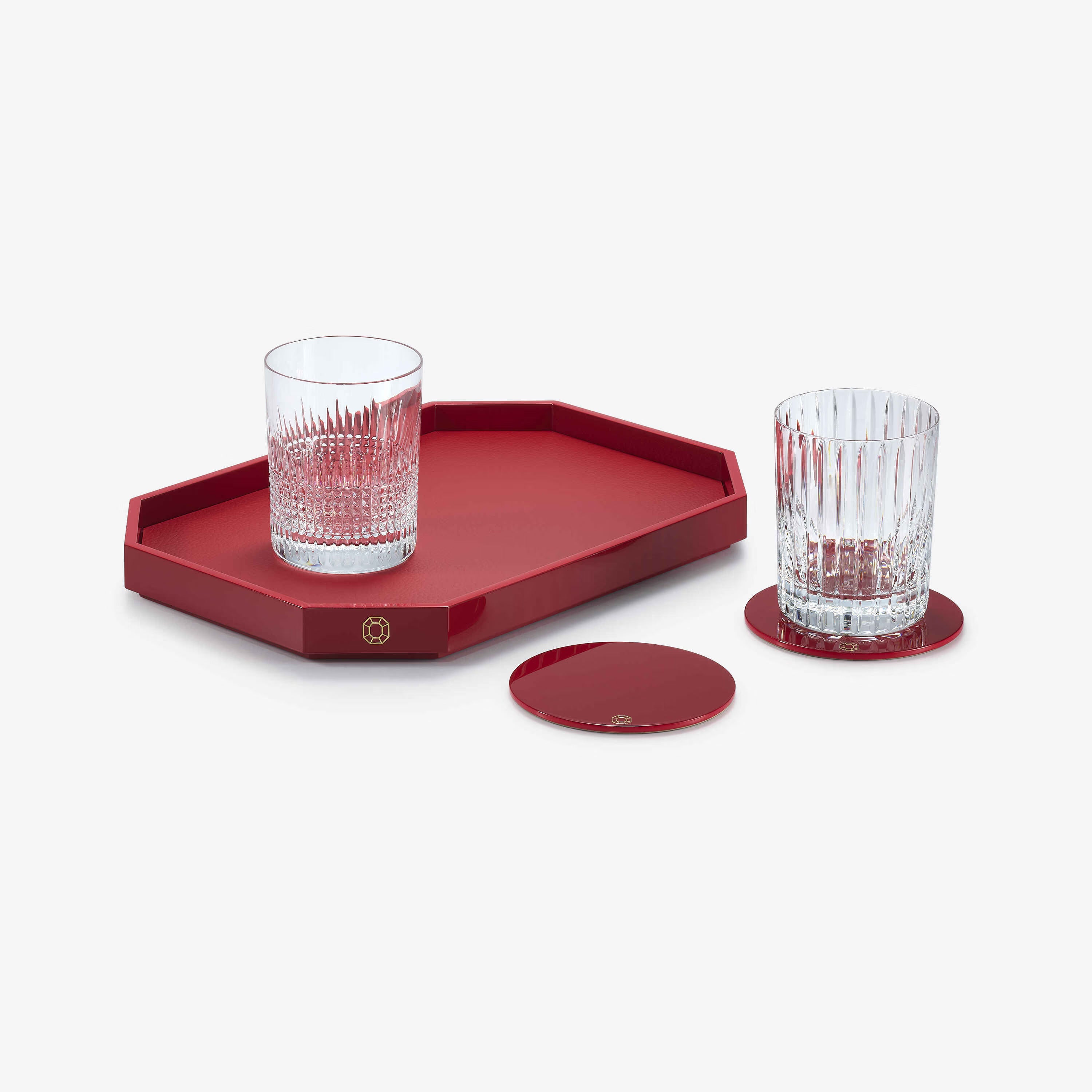 Octogone Red Tray, Medium