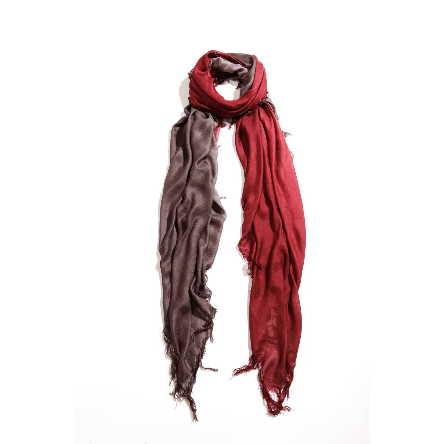 Hank Gauze Cashmere Butter Scarf, Charcoal/Oxblood