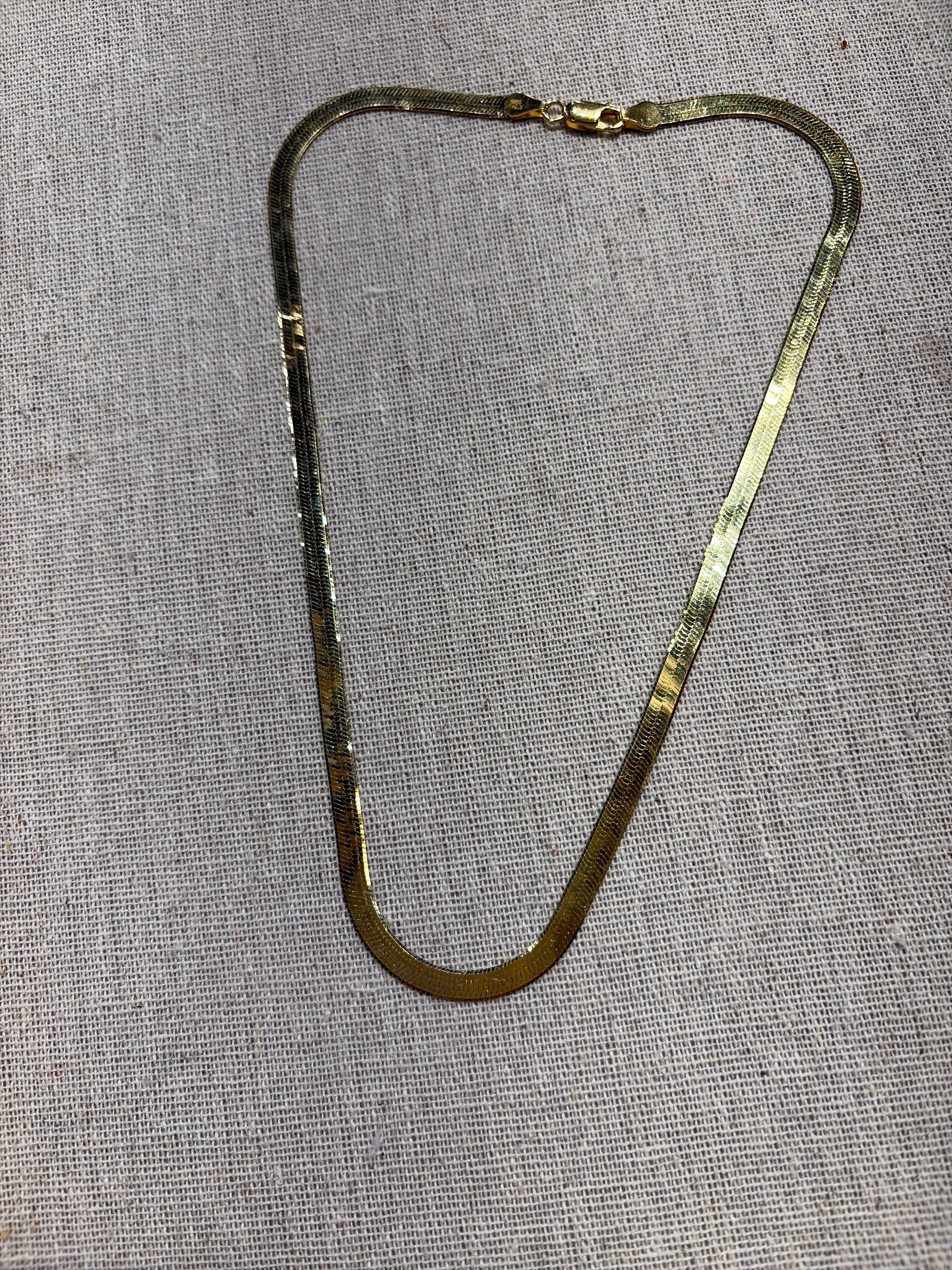 14K Gold Vermeil Herringbone Necklace, thick gauge