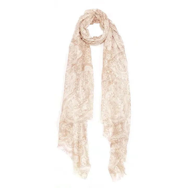 Hank Cashmere Vintage Paisley Scarf, Taupe