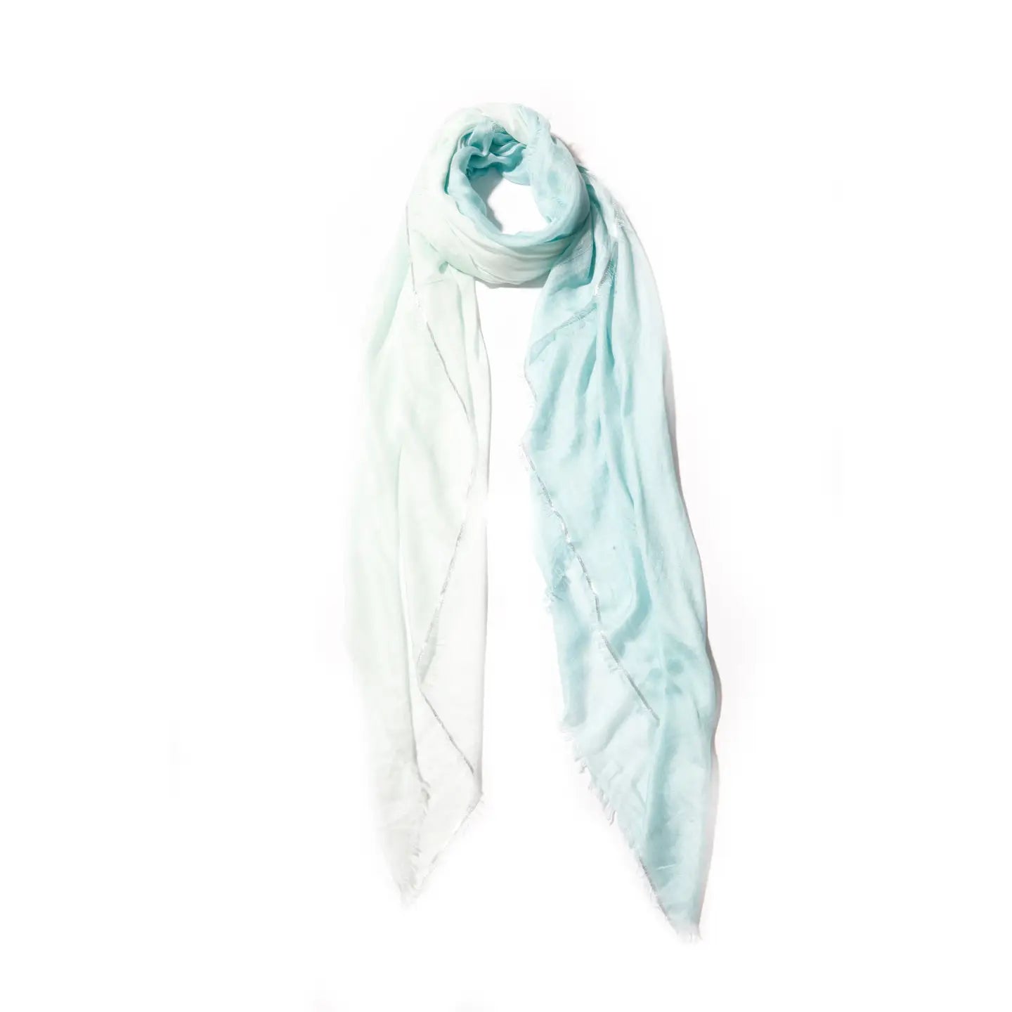 Hank Gauze Cashmere Butter Scarf, Metallic Ivory/Pale Blue