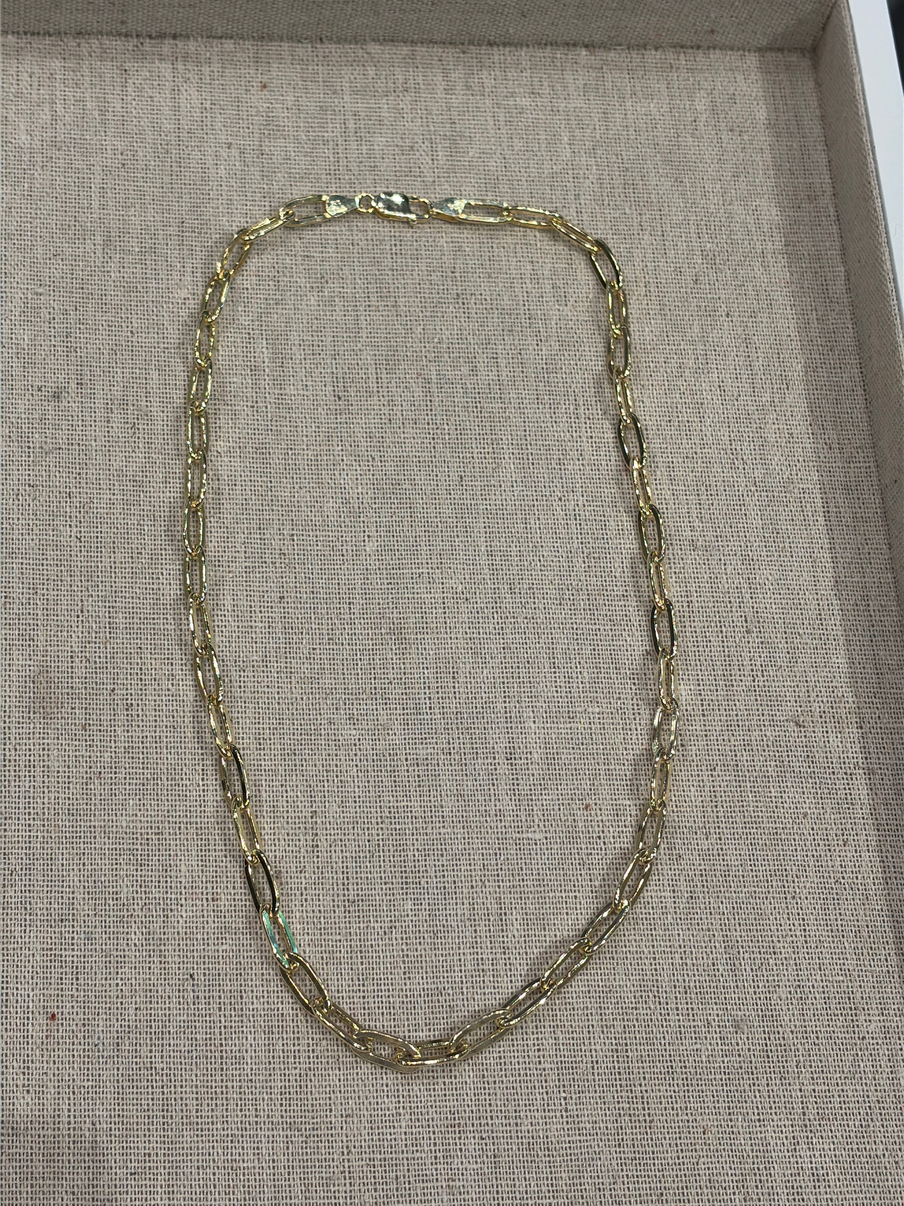 14K Gold Vermeil PaperClip Chain, thick gauge, short