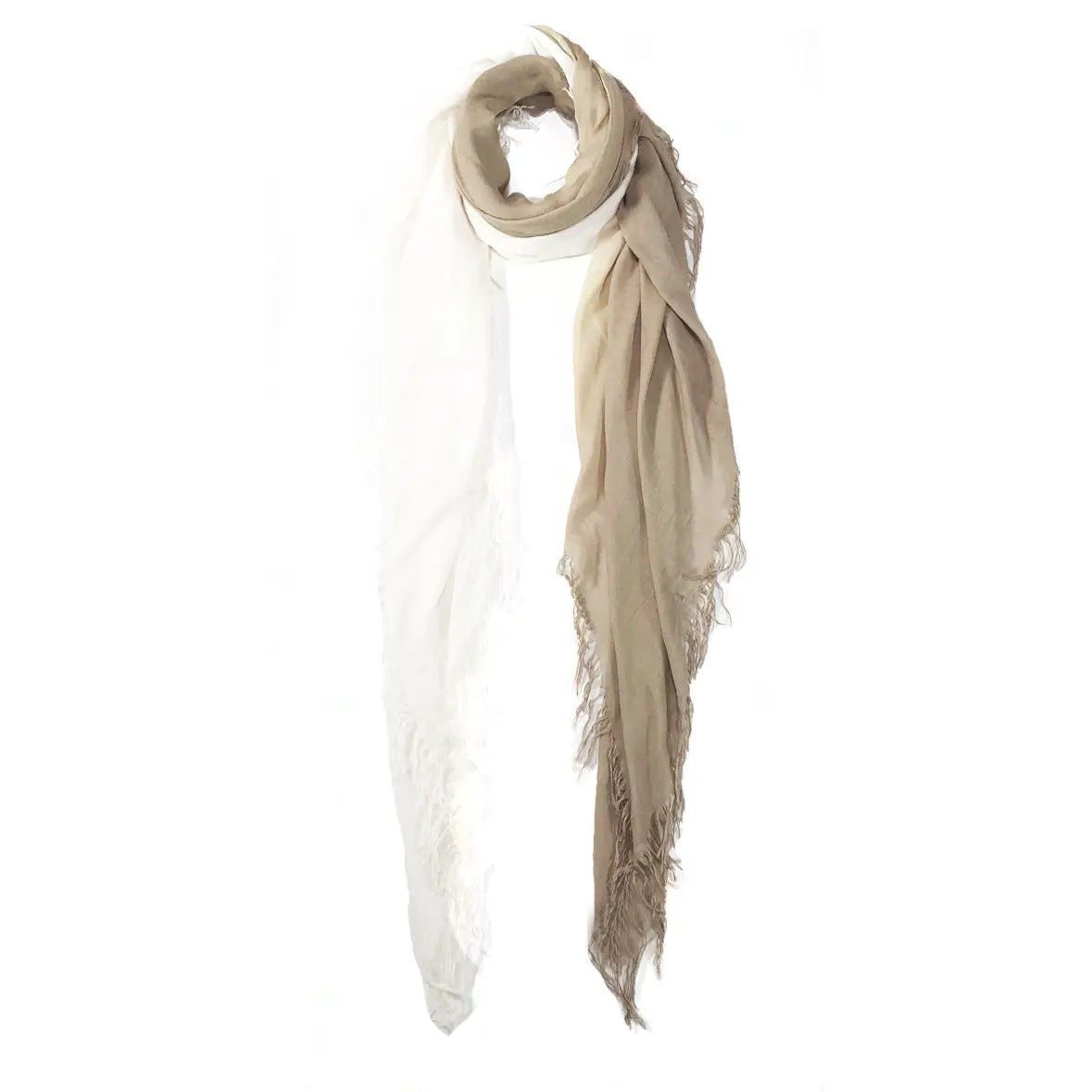 Hank Gauze Cashmere Butter Scarf, Ivory/Oatmeal