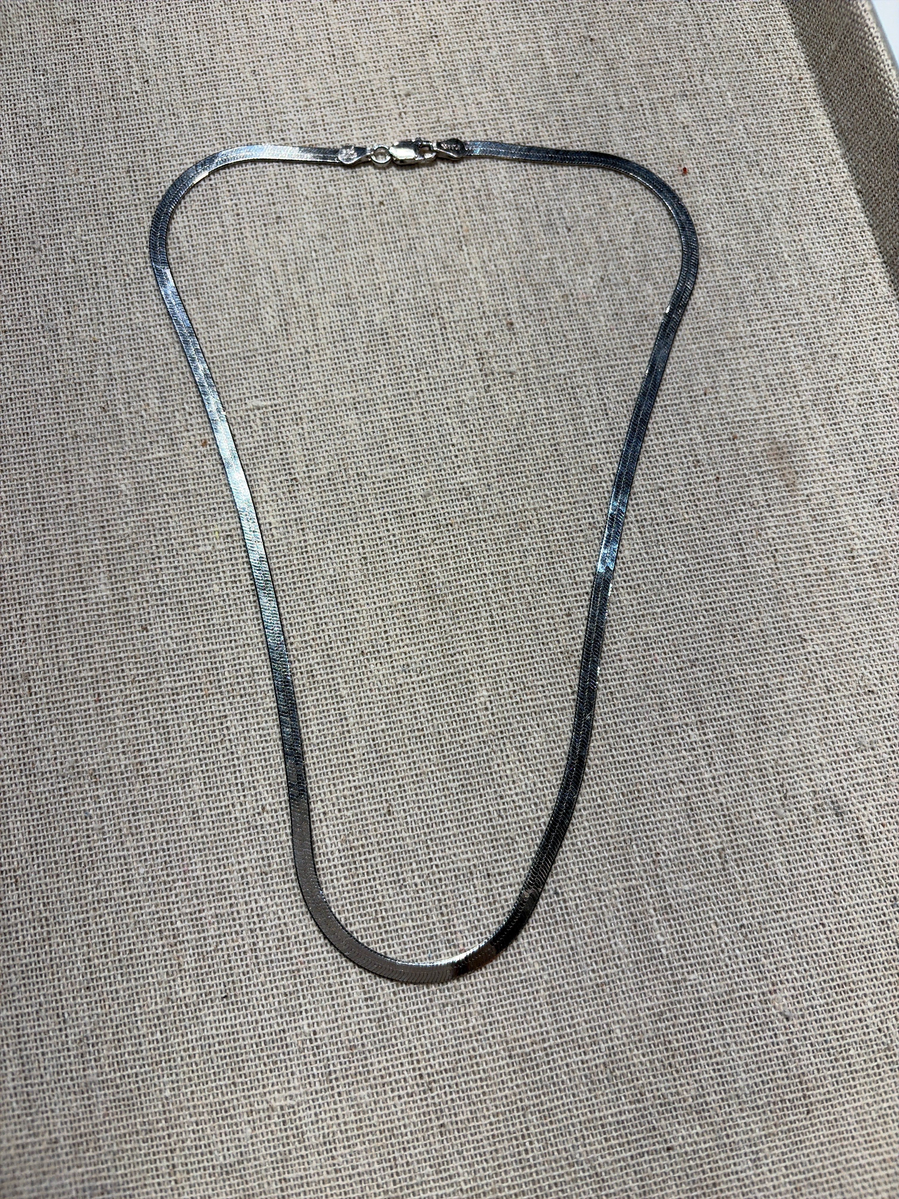 Herringbone Necklace Sterling Silver, smaller gauge