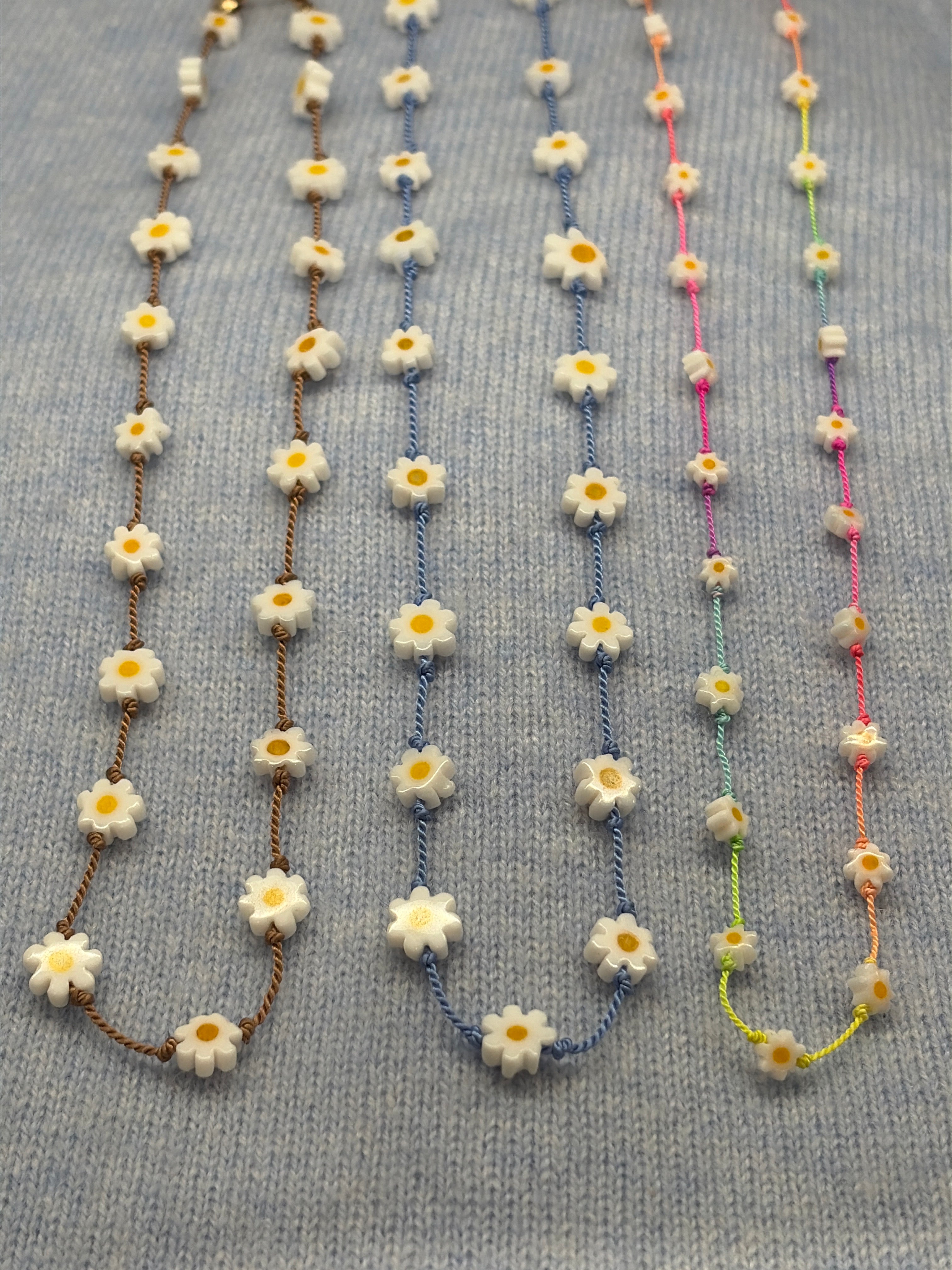 Knotted Silk Daisy Chain Necklace