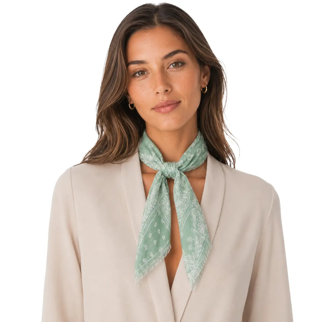 Hank Cashmere Vintage Paisley Neckerchief, Celery