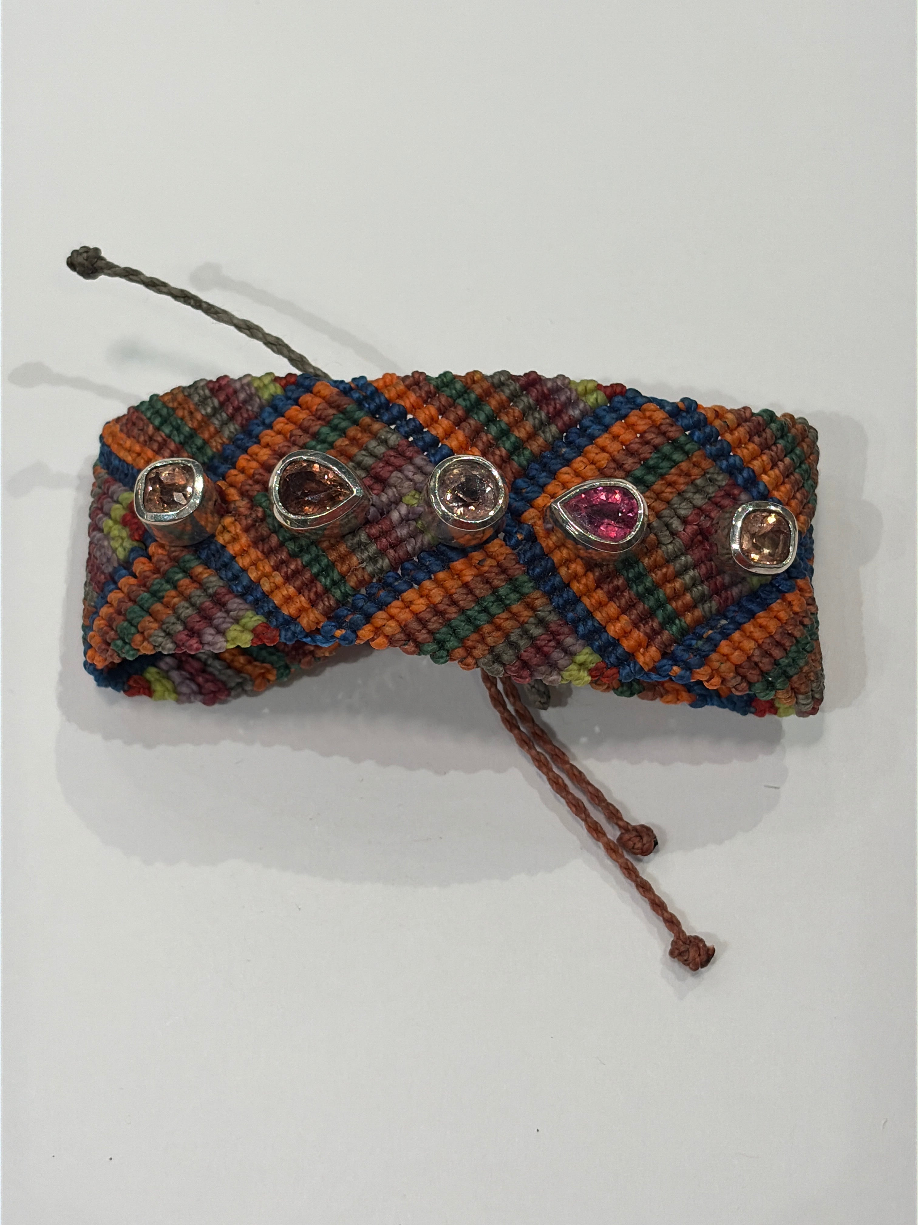 Woven Bracelets with Tourmaline Gemstones set in Sterling Silver