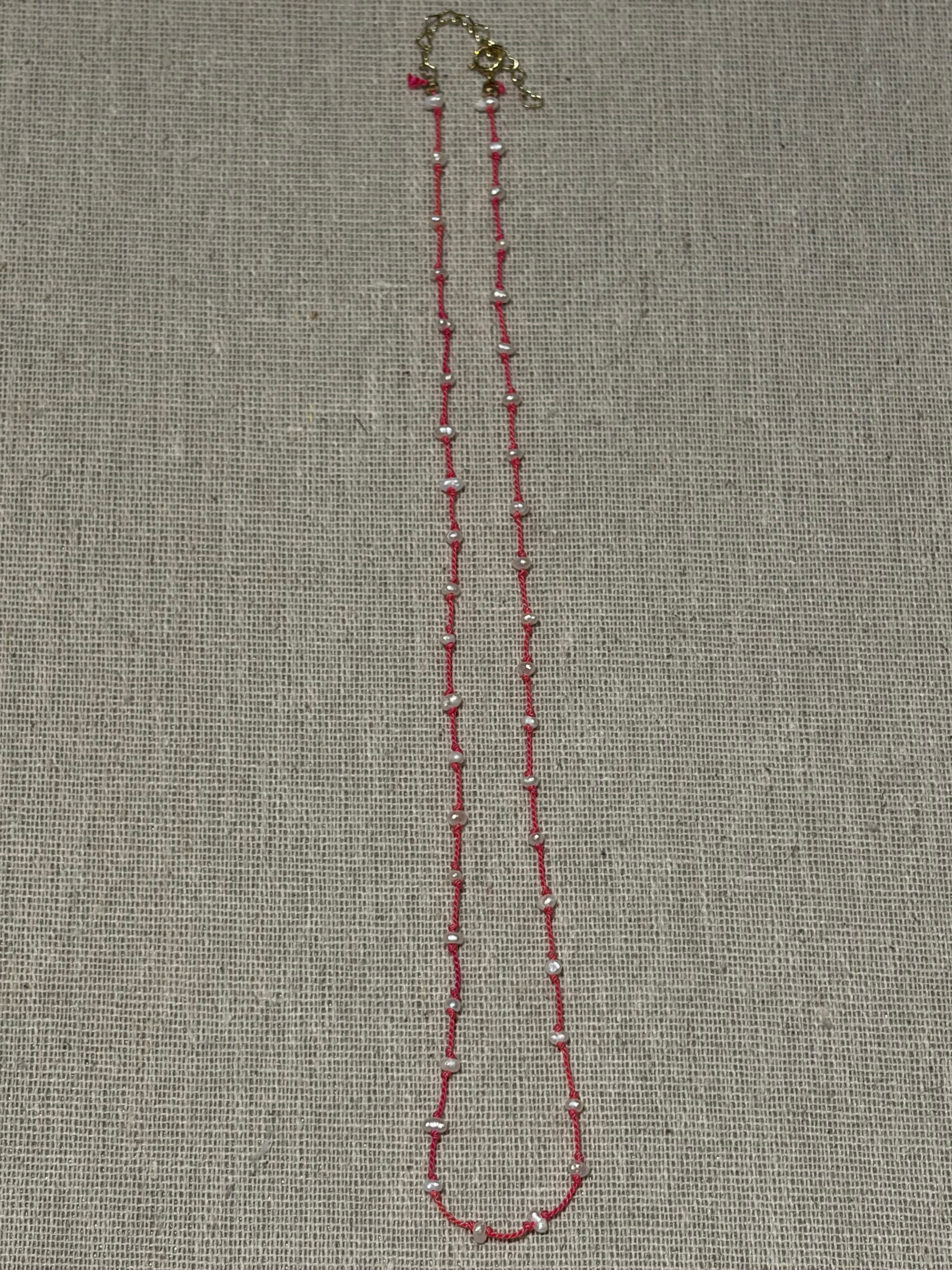 Knotted Silk Pearl Necklace