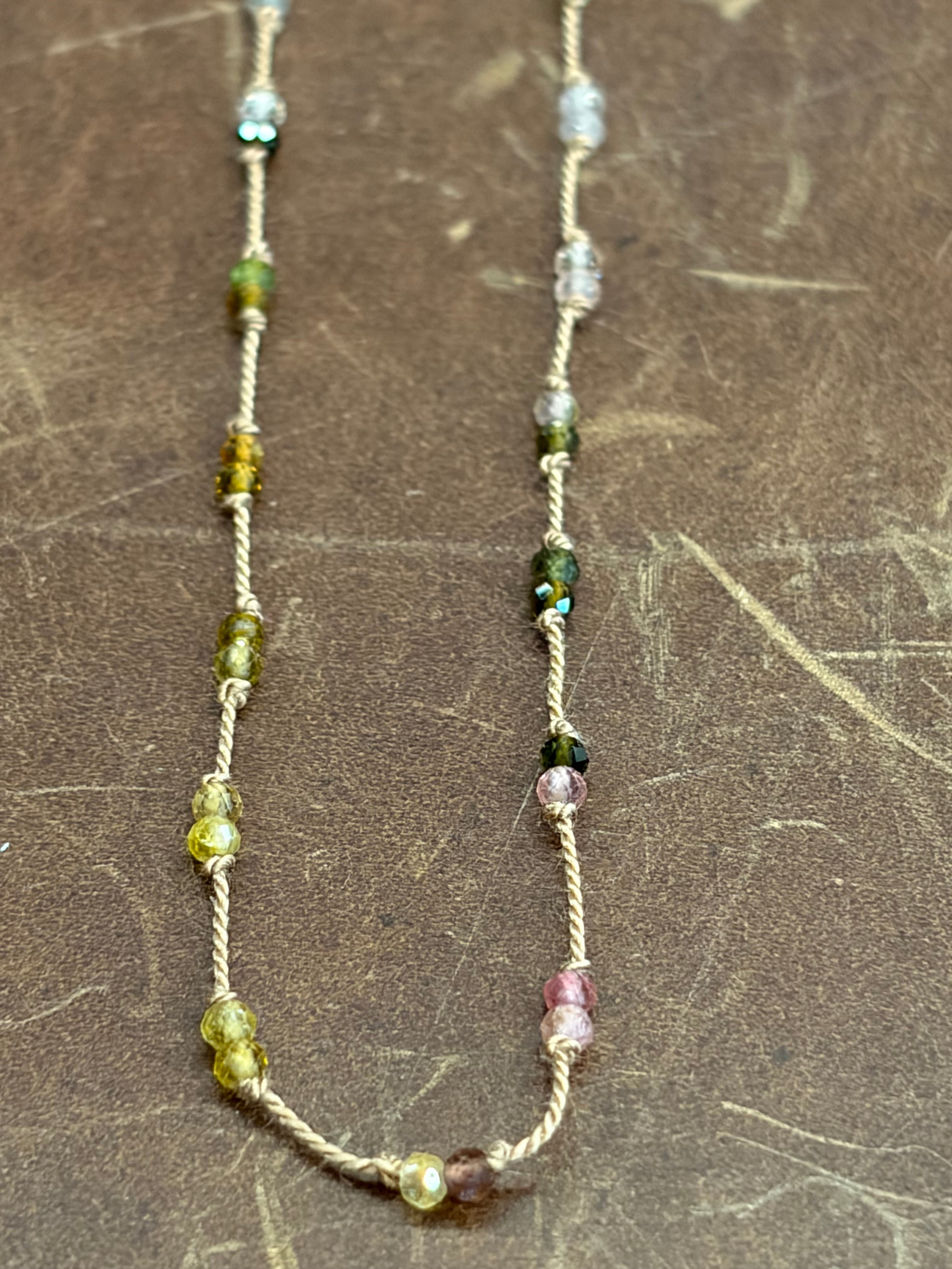 Knotted Double Beaded Gemstone Necklace
