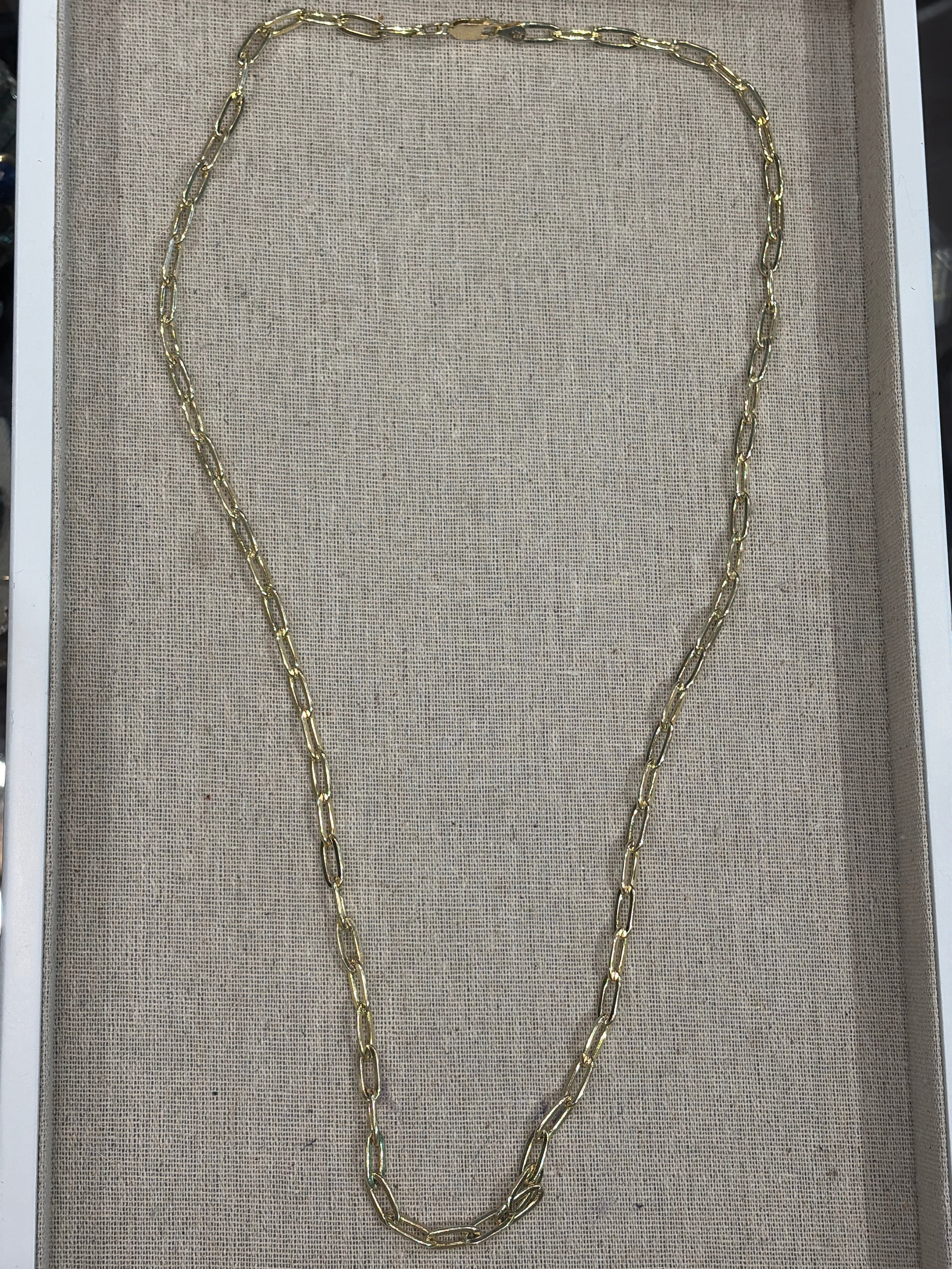 14K Gold Vermeil PaperClip Chain, thick gauge, long