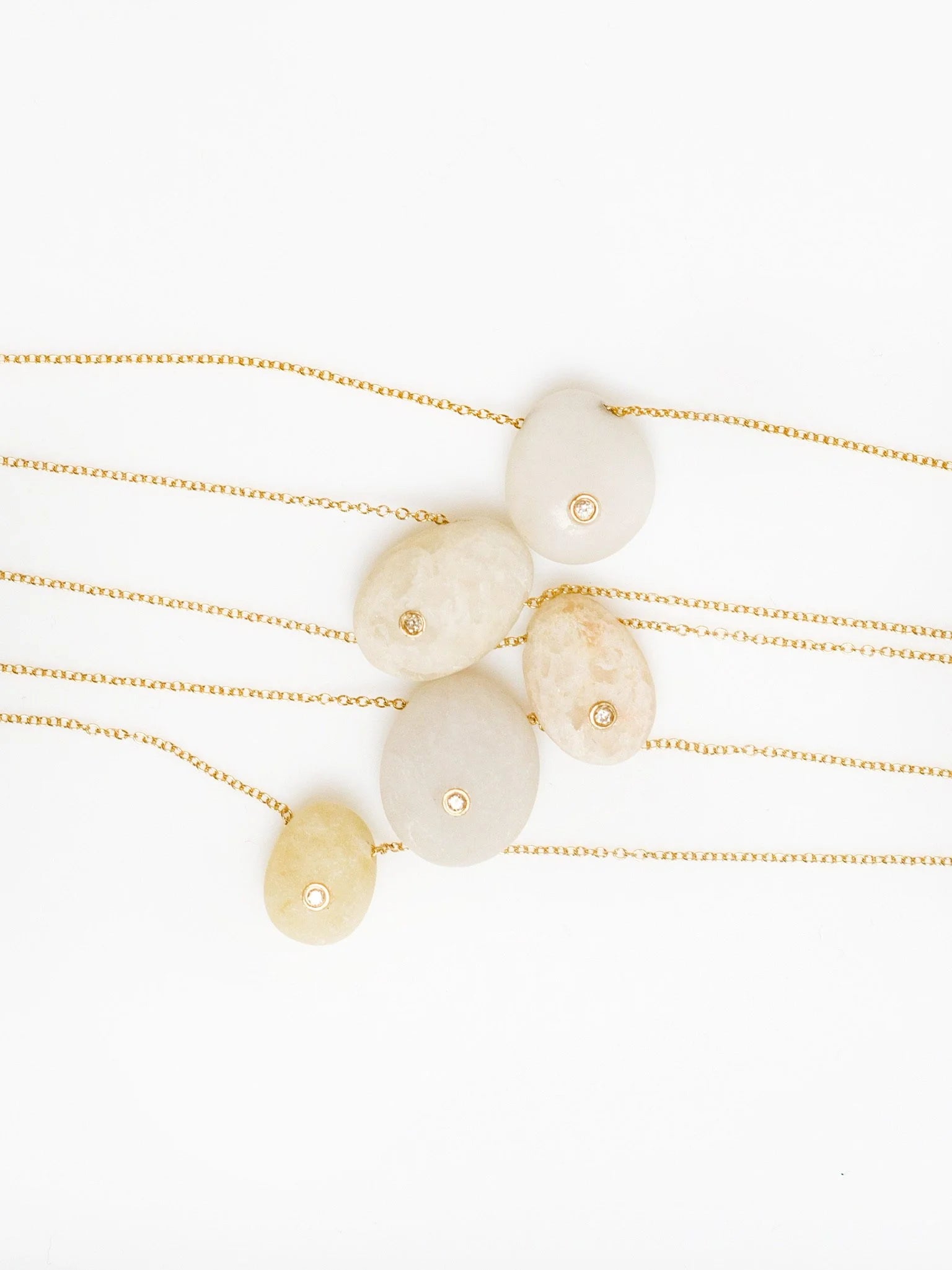 White Beach Stone Diamond Necklace