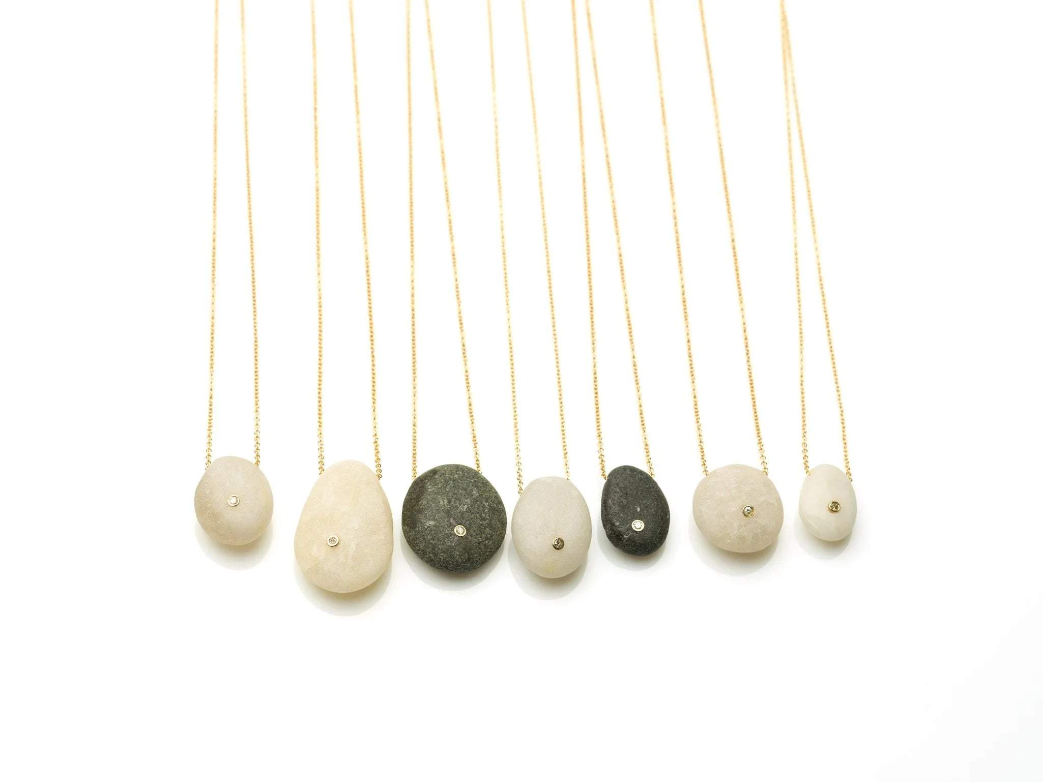 White Beach Stone Diamond Necklace