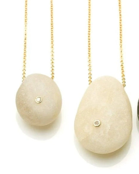 Tan Beach Stone Diamond Necklace