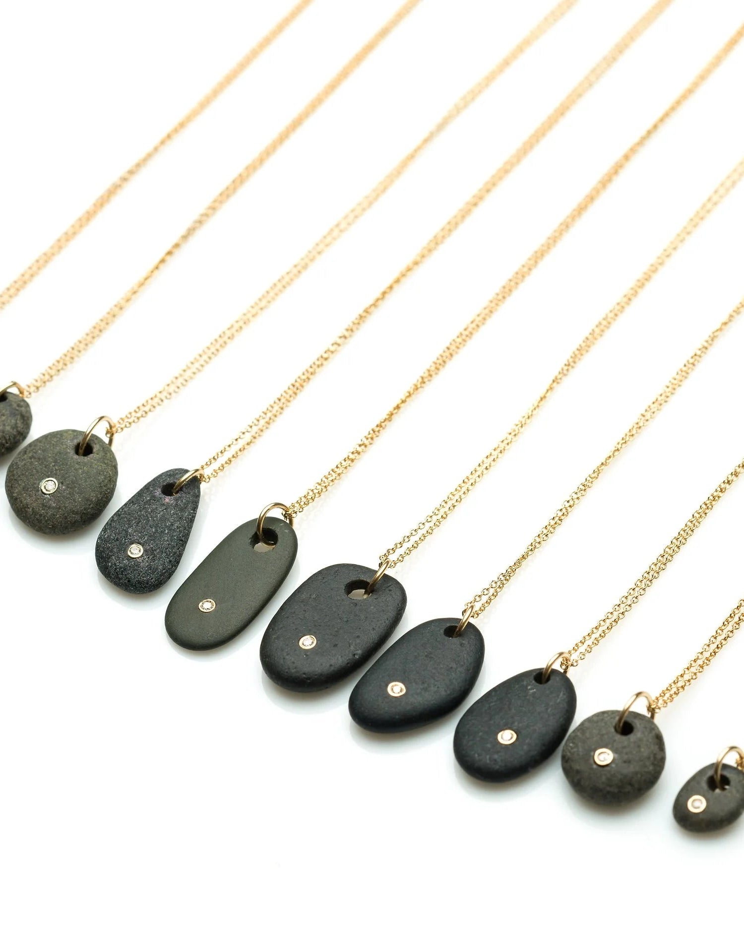Black Beach Stone Diamond Necklace