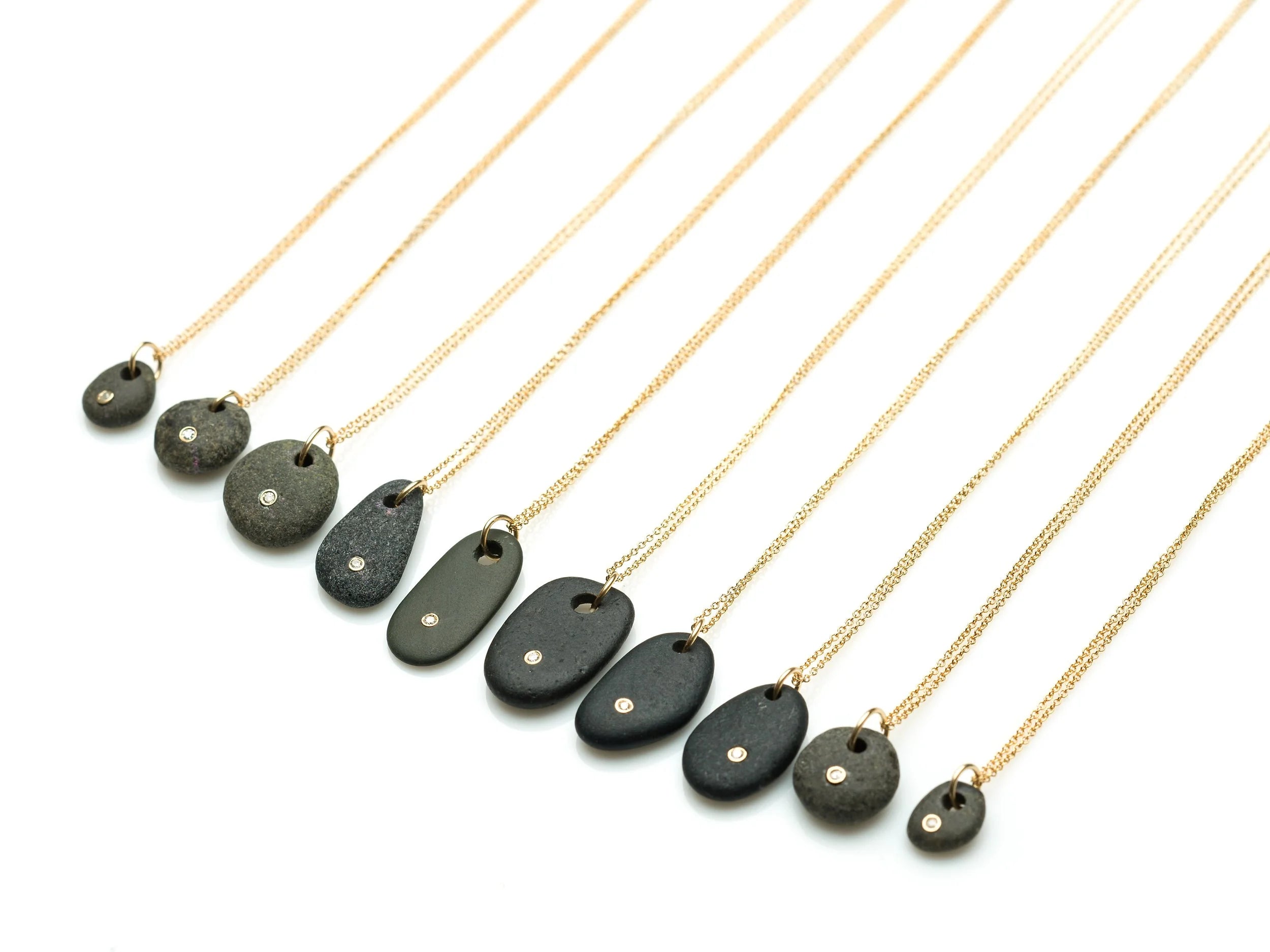 Black Beach Stone Diamond Necklace