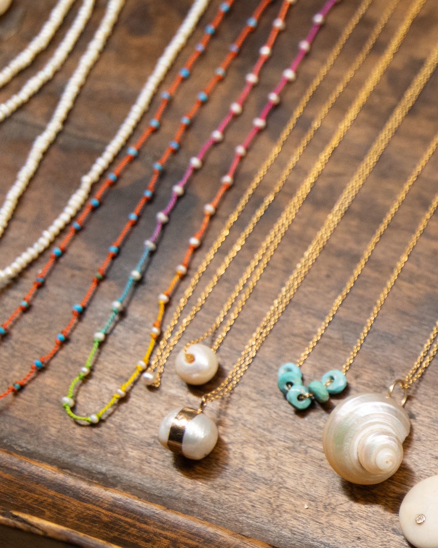 Gold Band Pearl Necklace