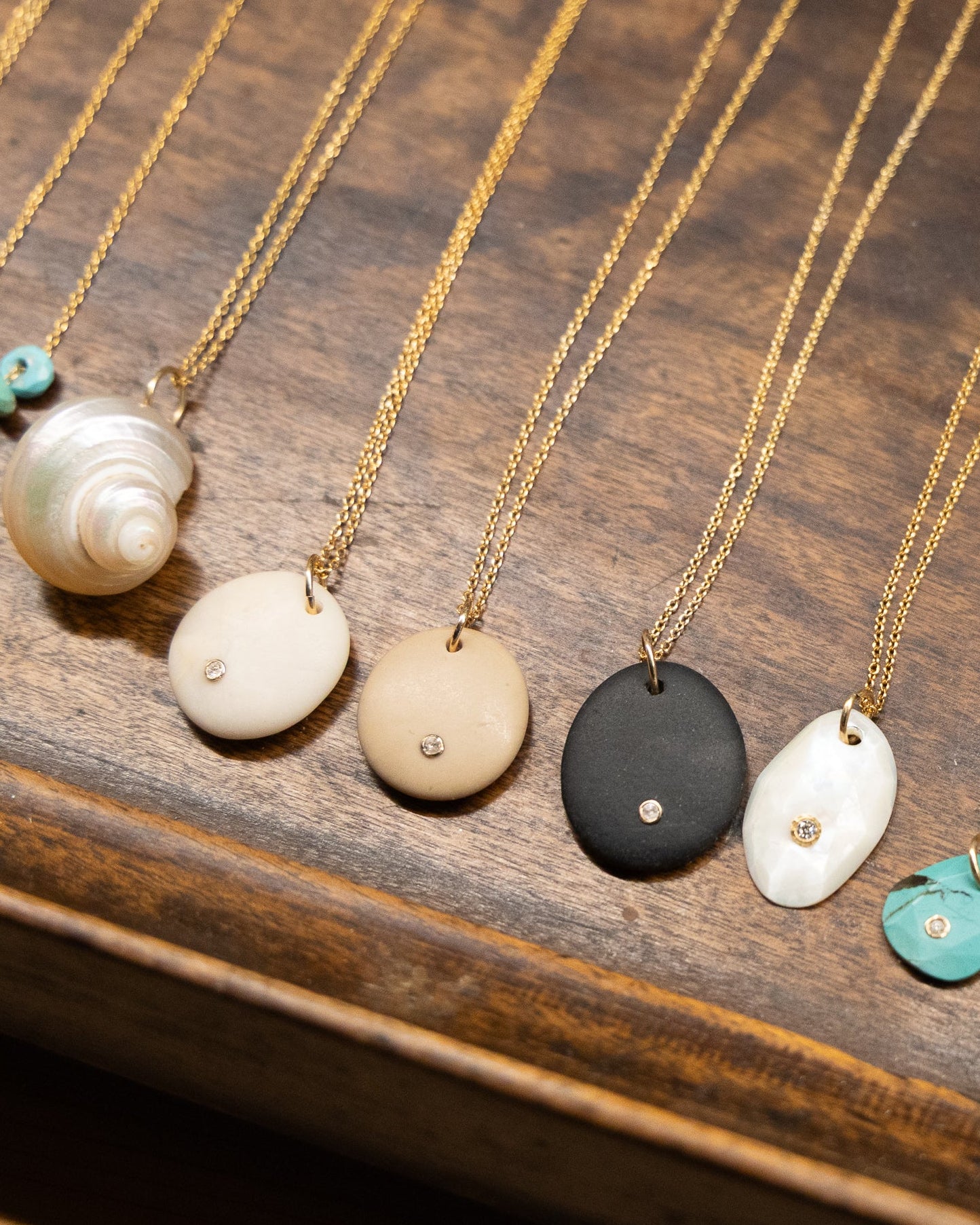 Tan Beach Stone Diamond Necklace