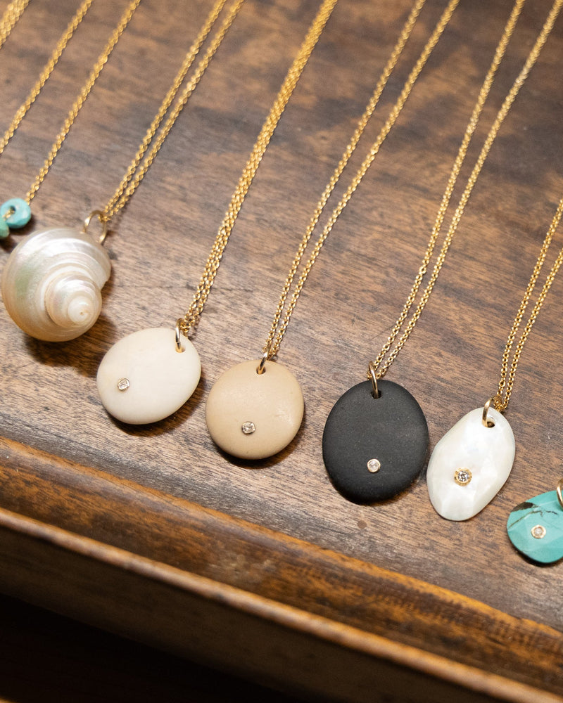 Tan Beach Stone Diamond Necklace