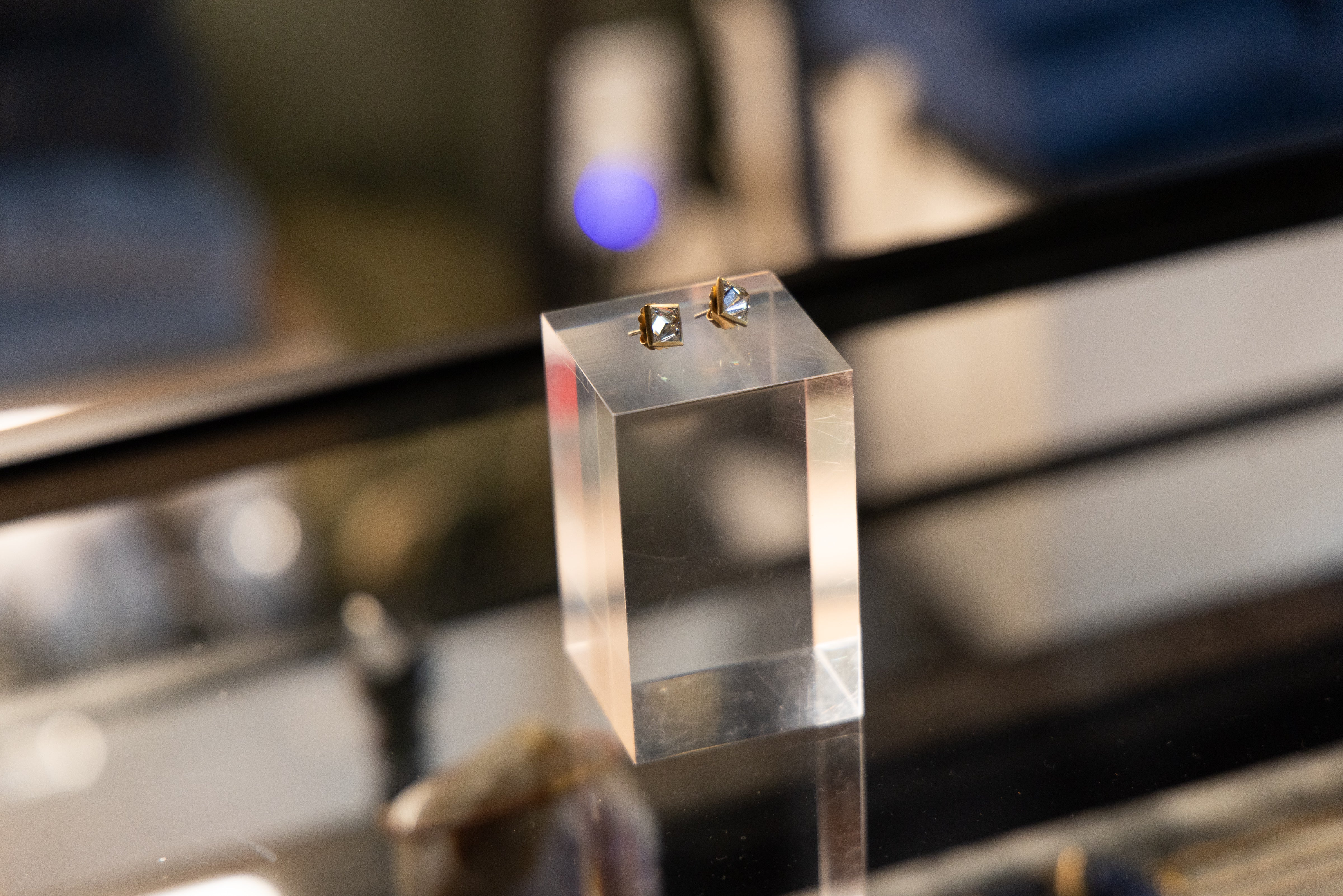 Upside Down Diamond Square Studs