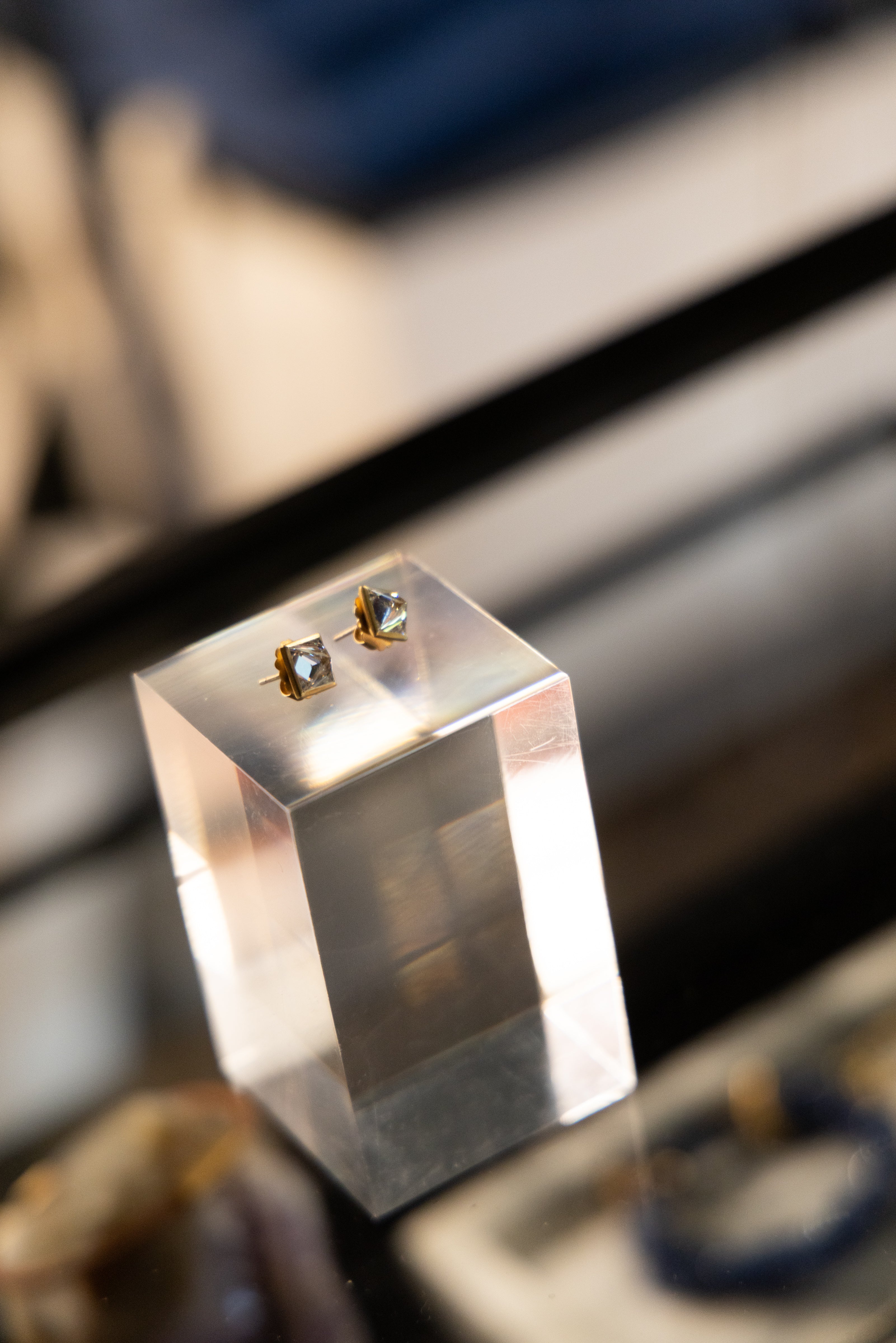 Upside Down Diamond Square Studs