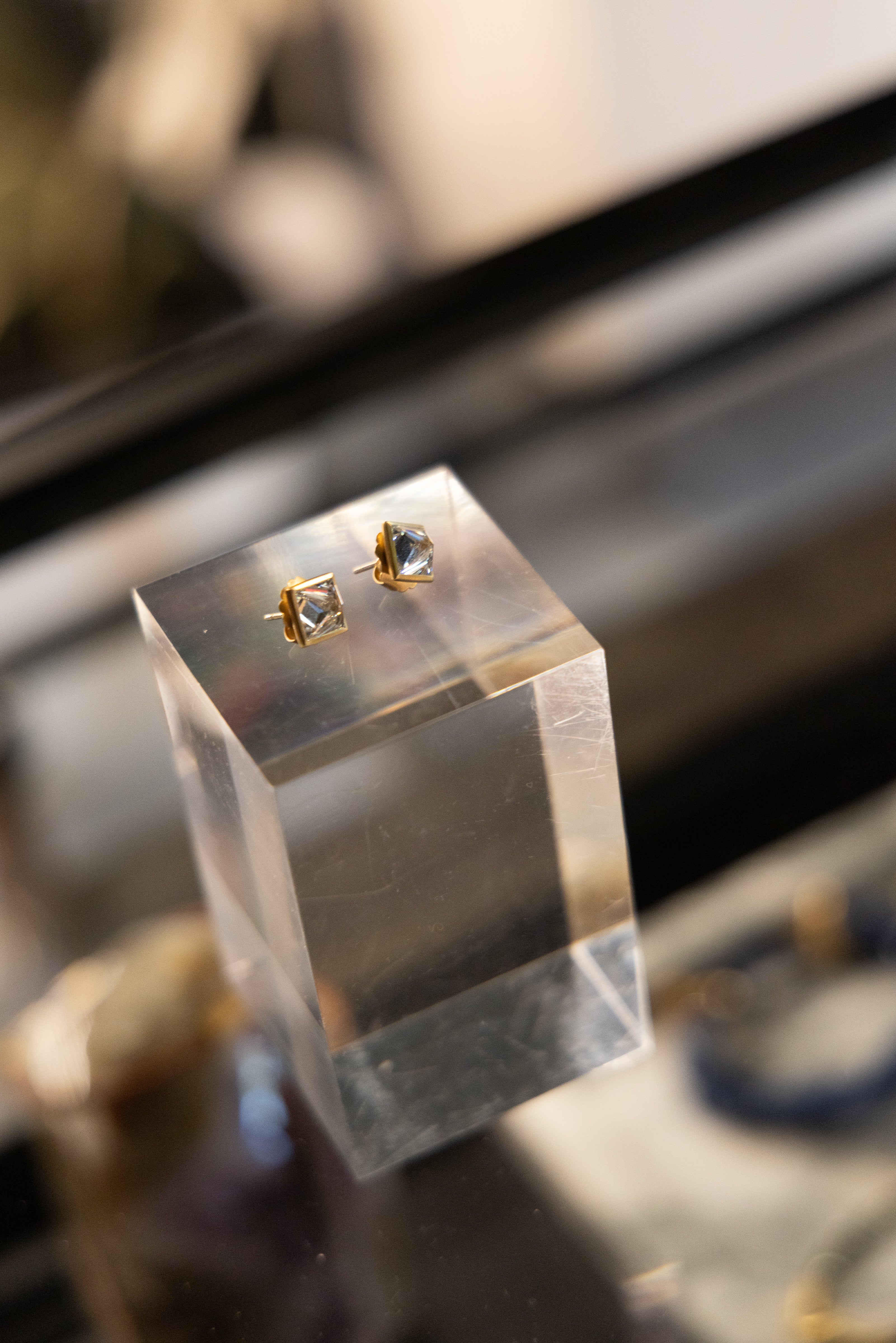 Upside Down Diamond Square Studs