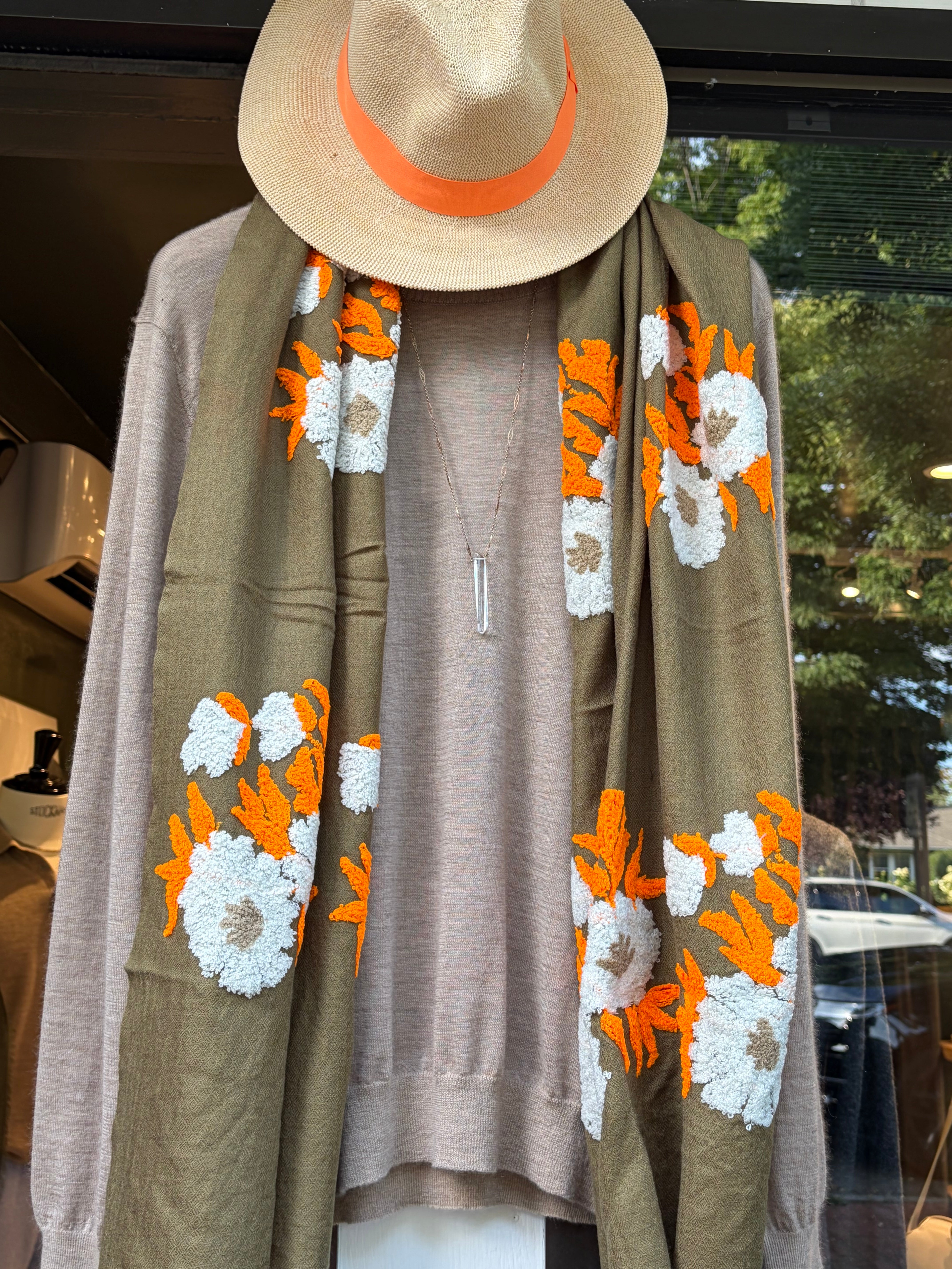 Mexican Embroidered Cashmere Scarf