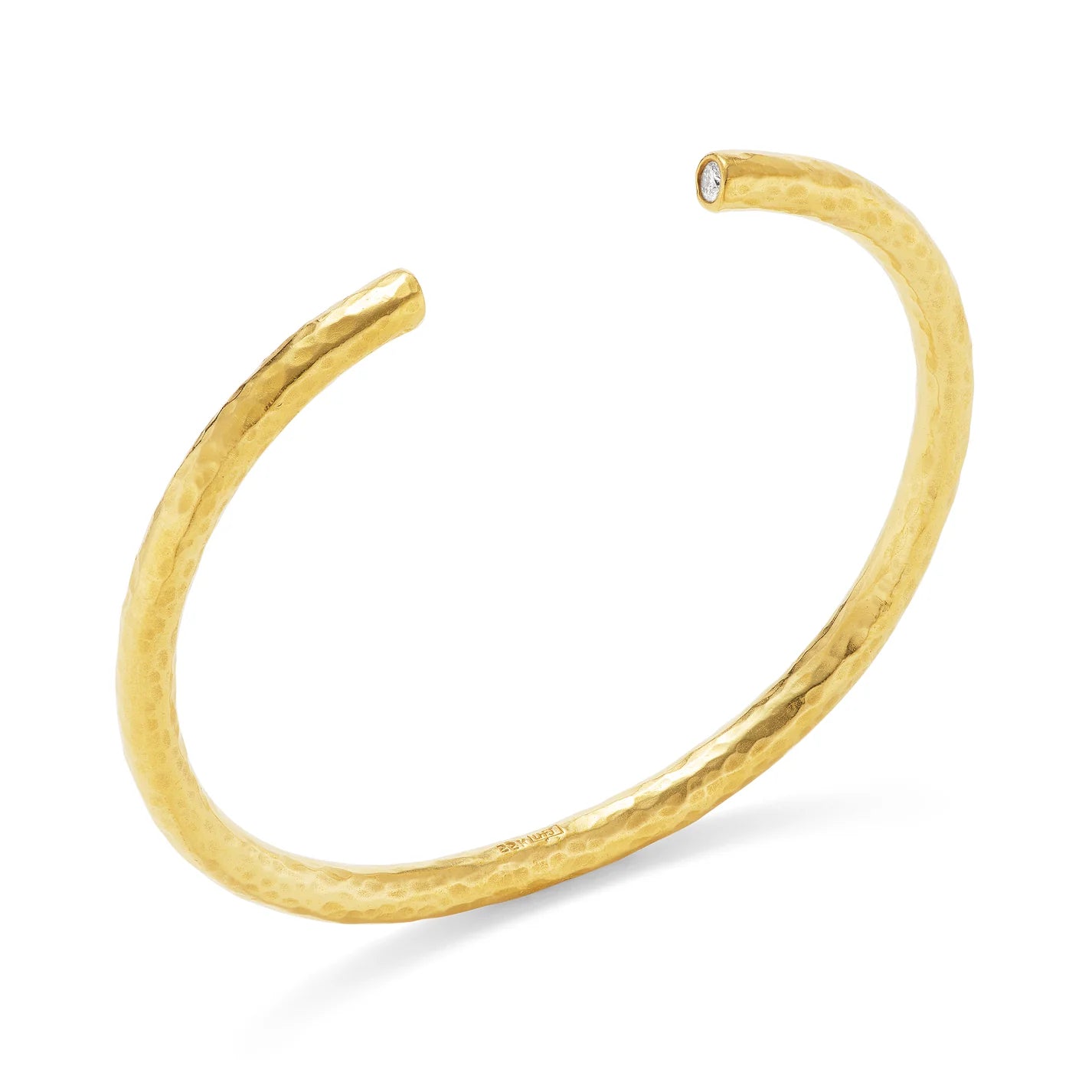 Hammered Diamond Cuff 18k Yellow Gold