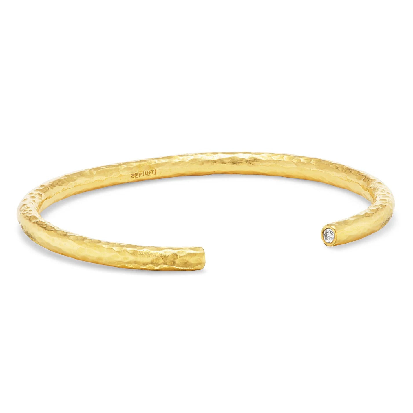 Hammered Diamond Cuff 18k Yellow Gold
