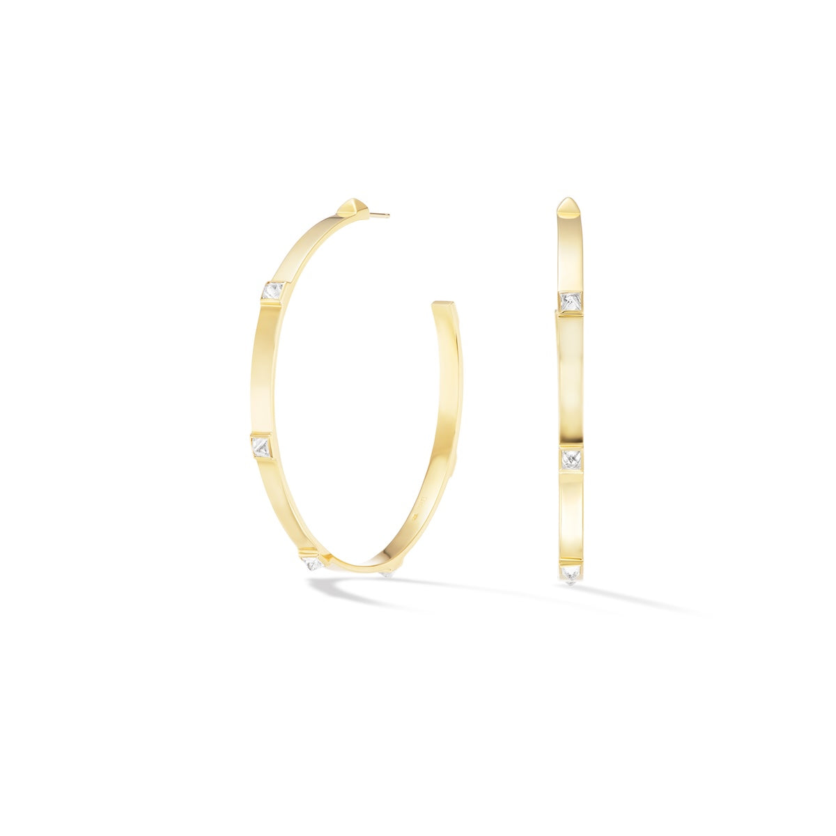Yellow Gold Diamond Sapphire Hoops