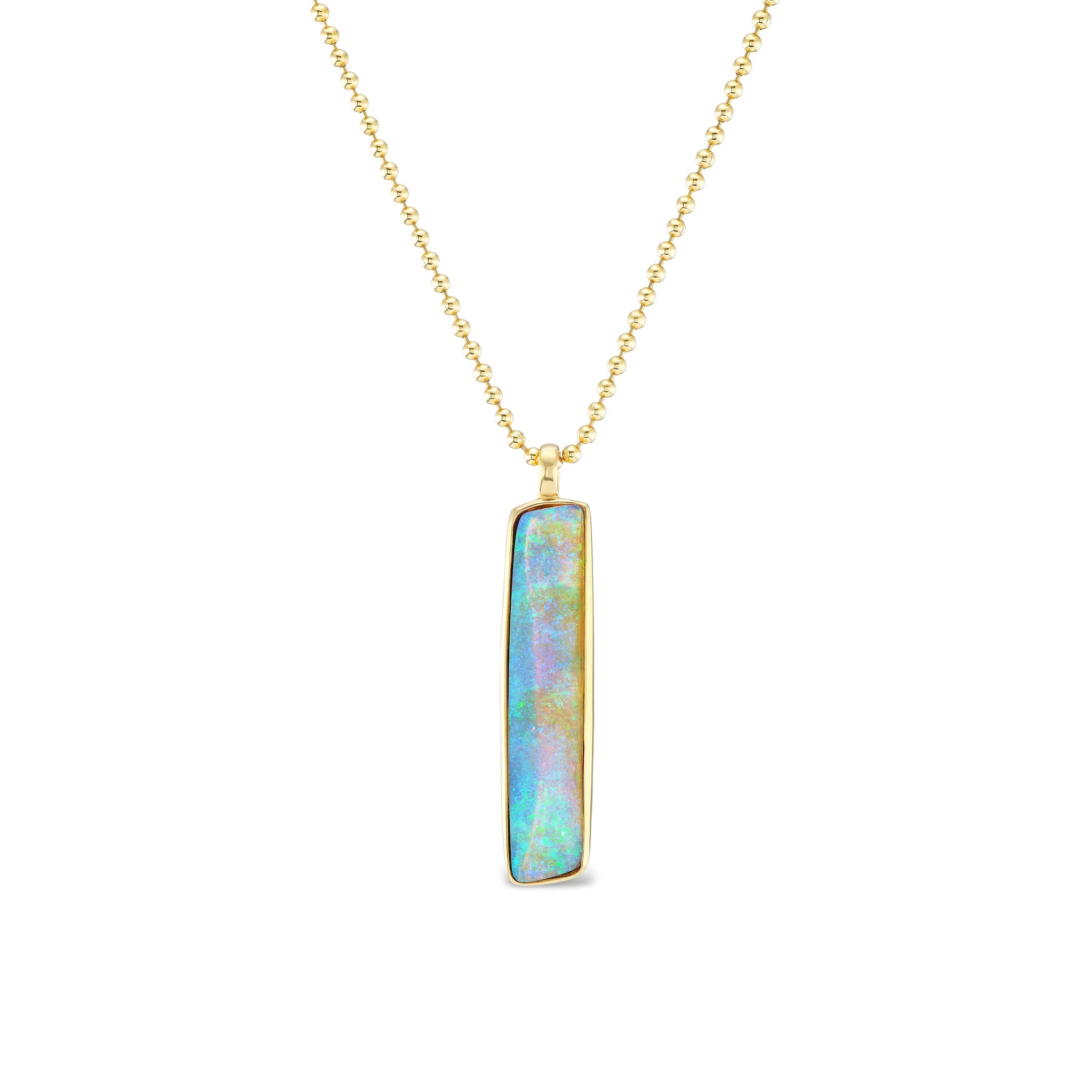 Opal and 18K Gold Chain Ball Necklace